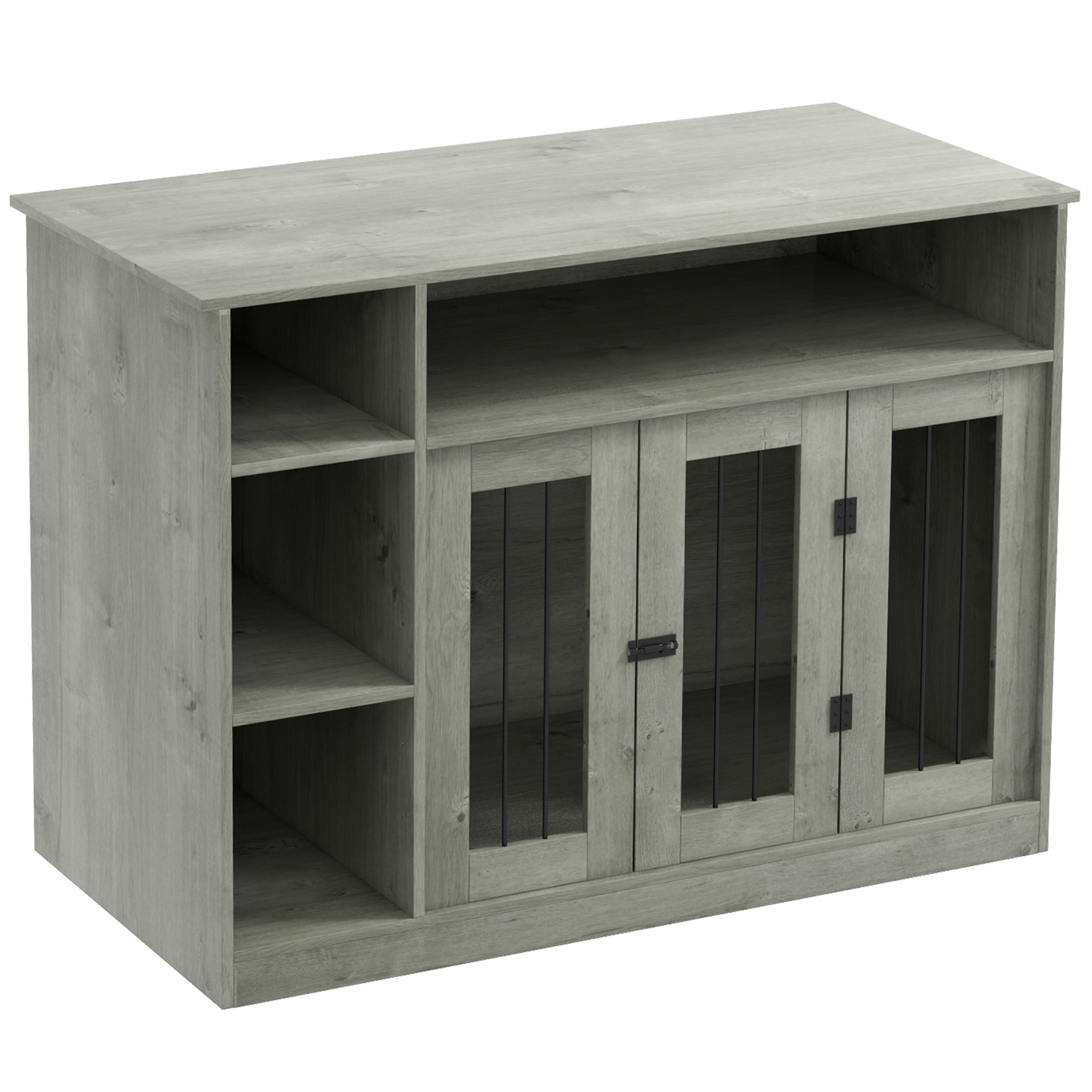 47" Dog Crate Furniture with Storage, for Large Medium Dogs, Gray