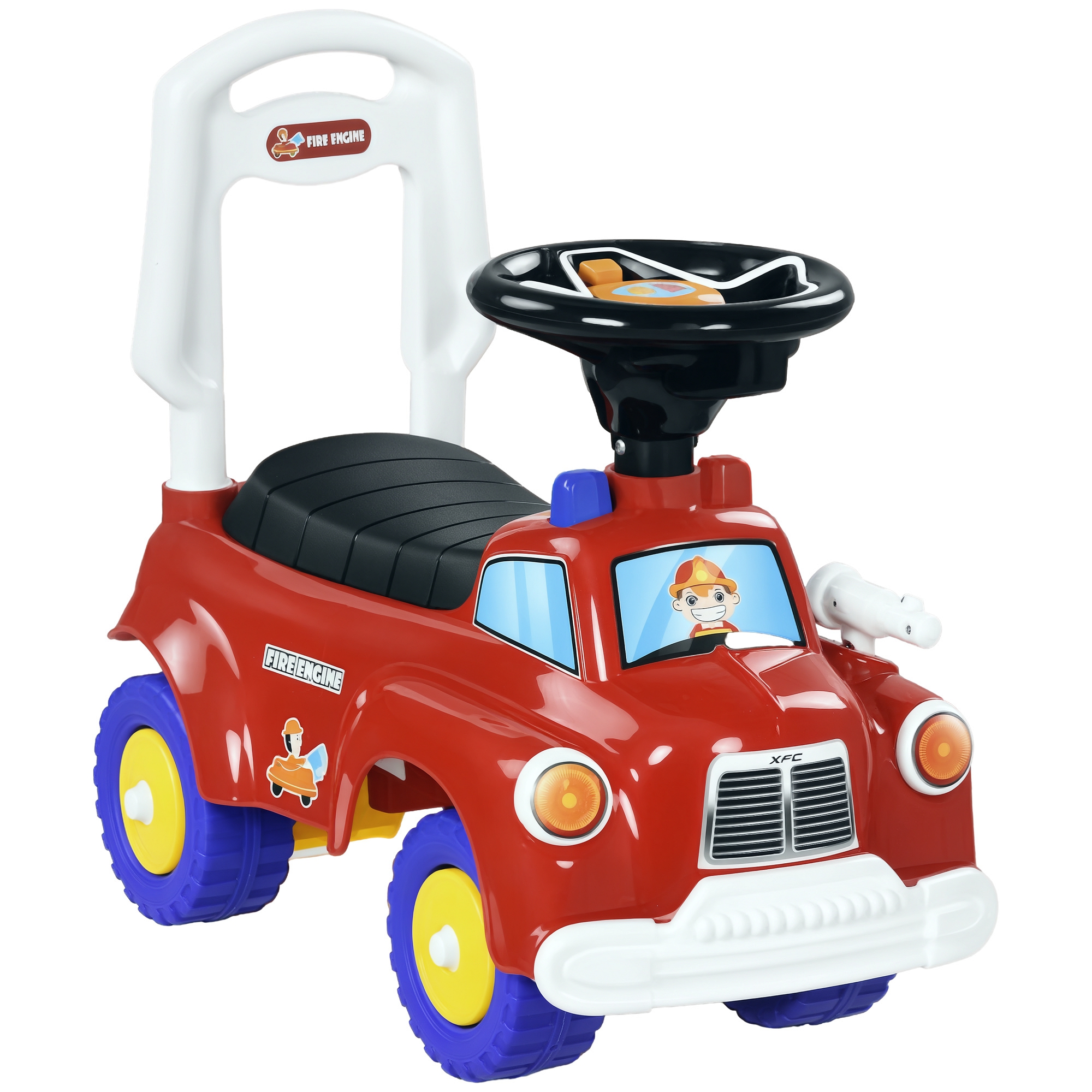 Toddler Ride on Fire Truck with Music, Horn, Under Seat Storage, for Kids 18-36 Months, Red
