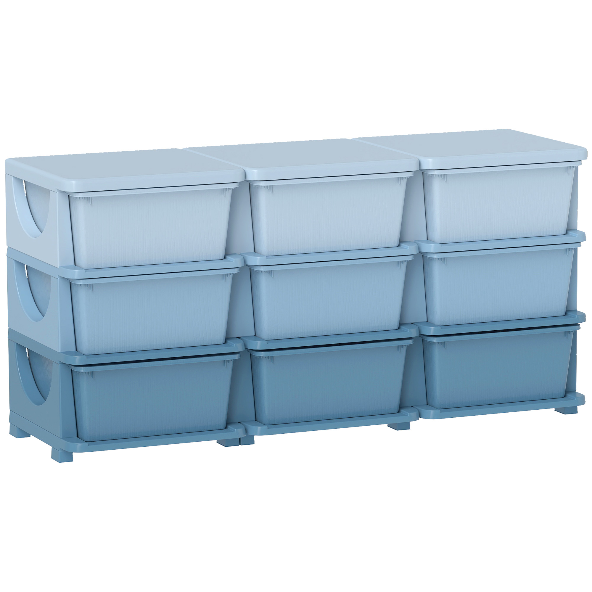 29.5" 3 Tier Kids Storage Unit Dresser Tower w/ 9 Drawers, Blue