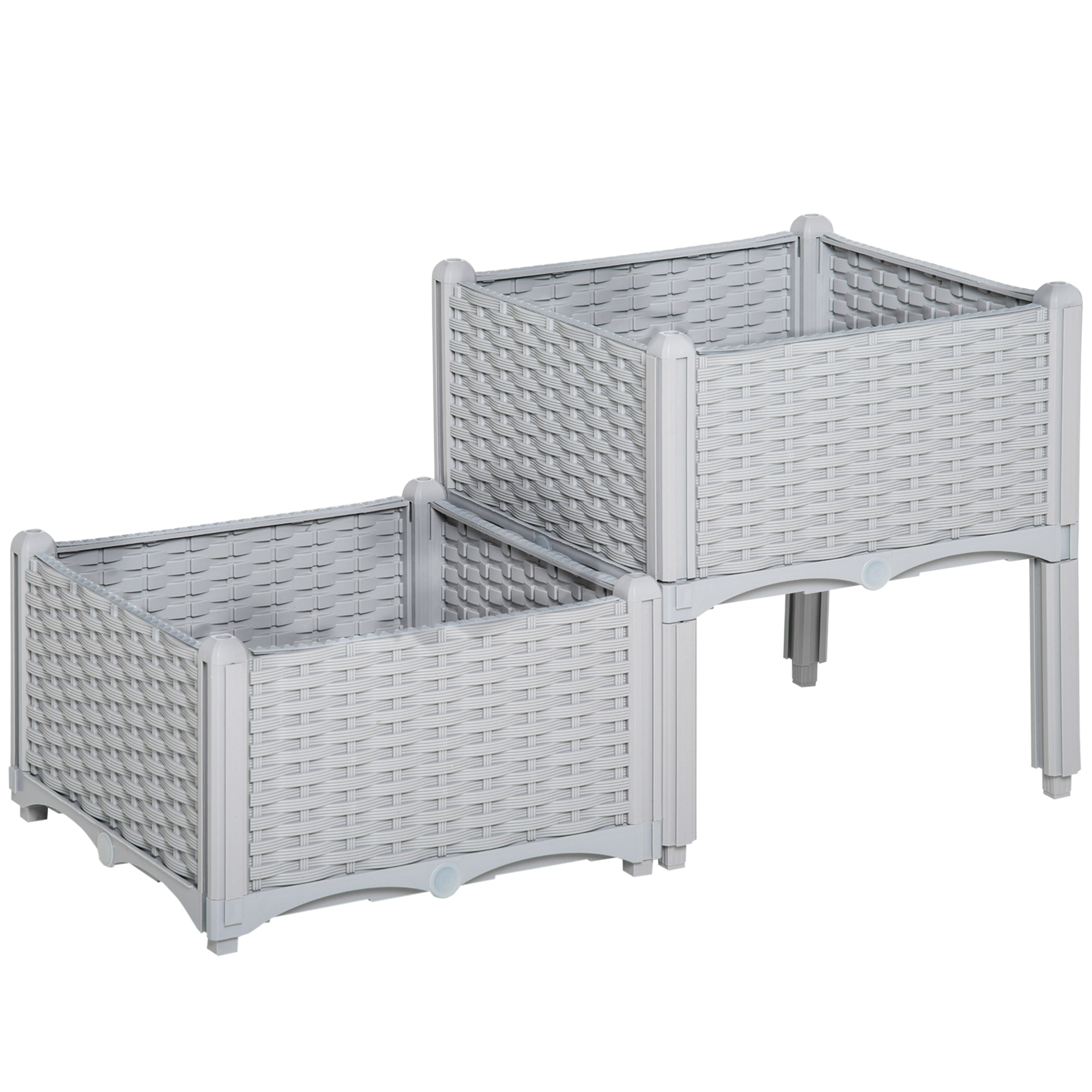 2-Piece Raised Garden Bed with Legs, Self-Watering Planter Box Raised Bed to Grow Flowers, Herbs & Vegetables, Gray