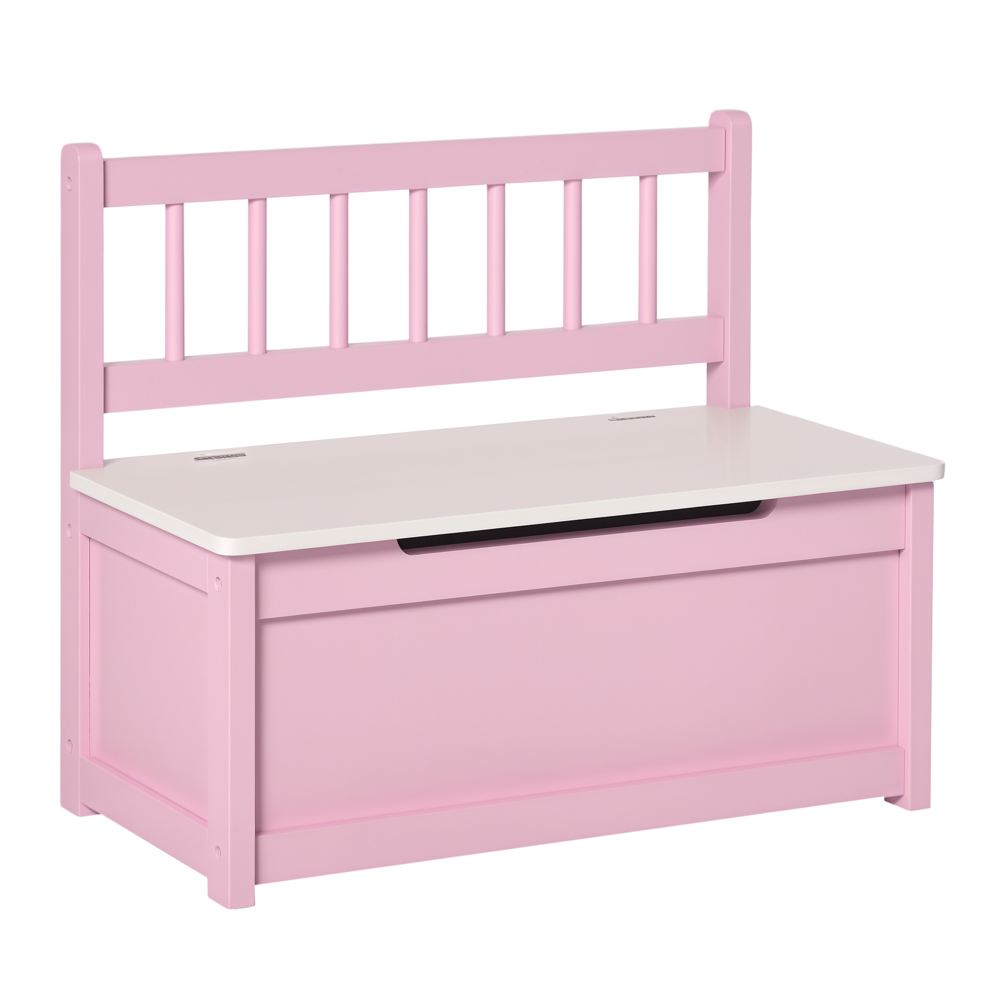 Toy Box Chest, Kids Storage Bench with Large 27 L Interior, Toy Organizer with Top Lid, and Backrest, Kids Bedroom Furniture for Nursery Room, Playroom, Bedroom, 24" x 12" x 20", Pink