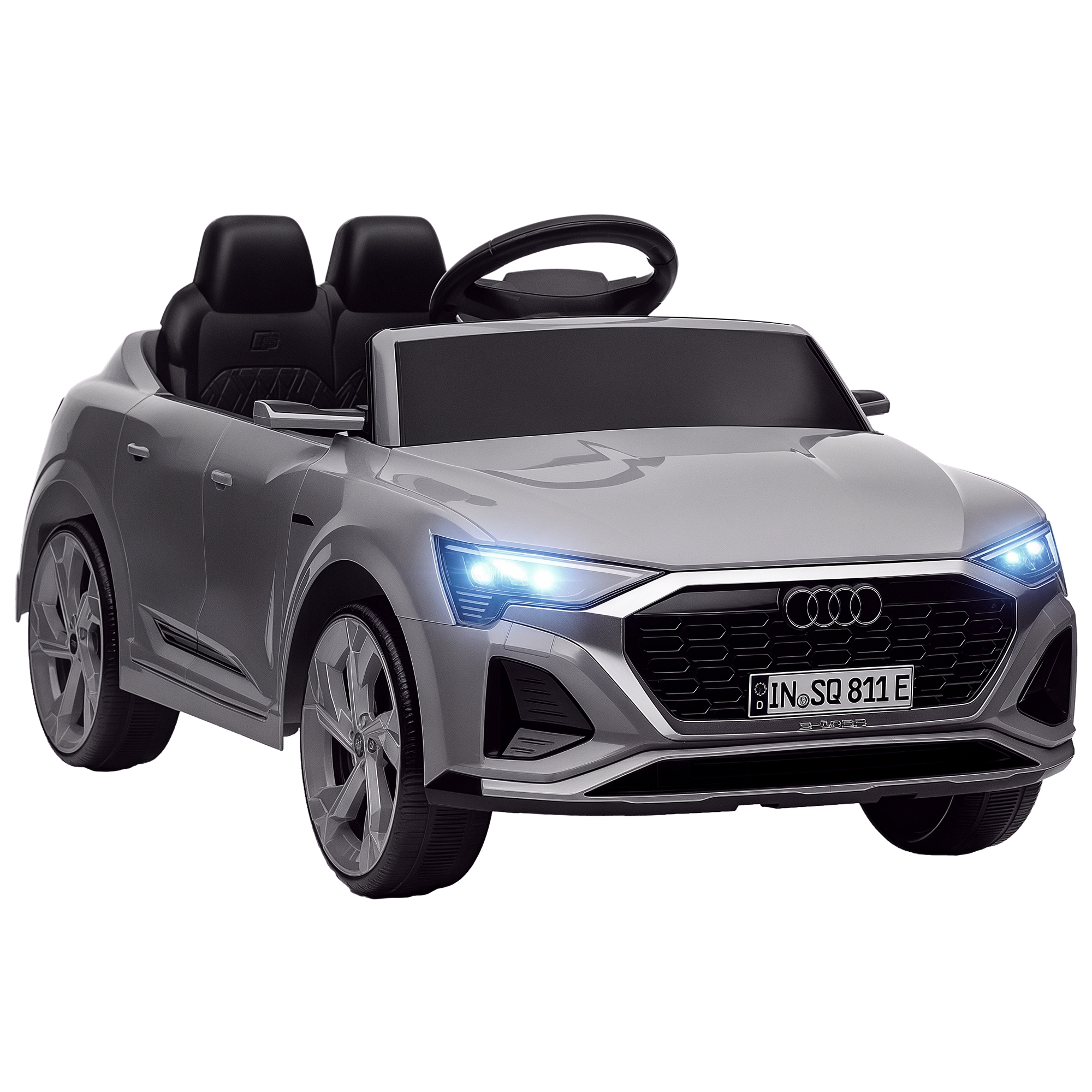 Audi Q8 e-tron Sportback Licensed 12V Battery Powered Kids Electric Car w/ Spring Suspension, Soft Start, Gray