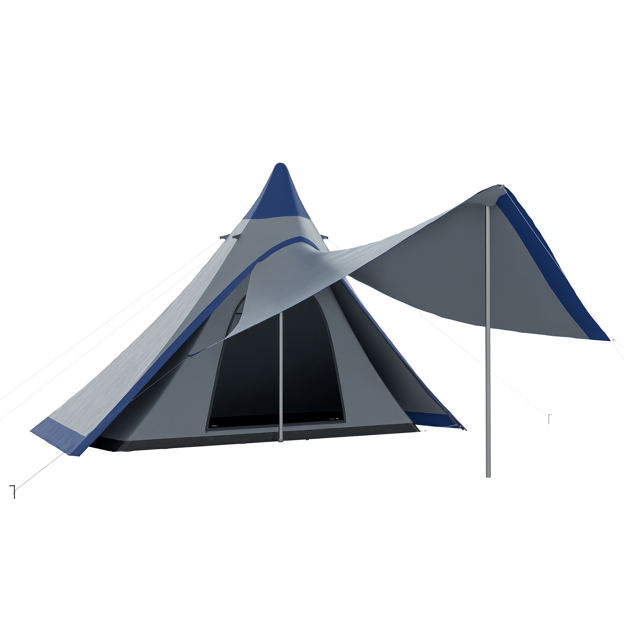  15.4'x15.4'x8.5' Teepee Tent, Waterproof Camping Tent with Porch Area, Floor and Carry Bag, for 2-3 Person Outdoor Backpacking Camping Hiking, Blue