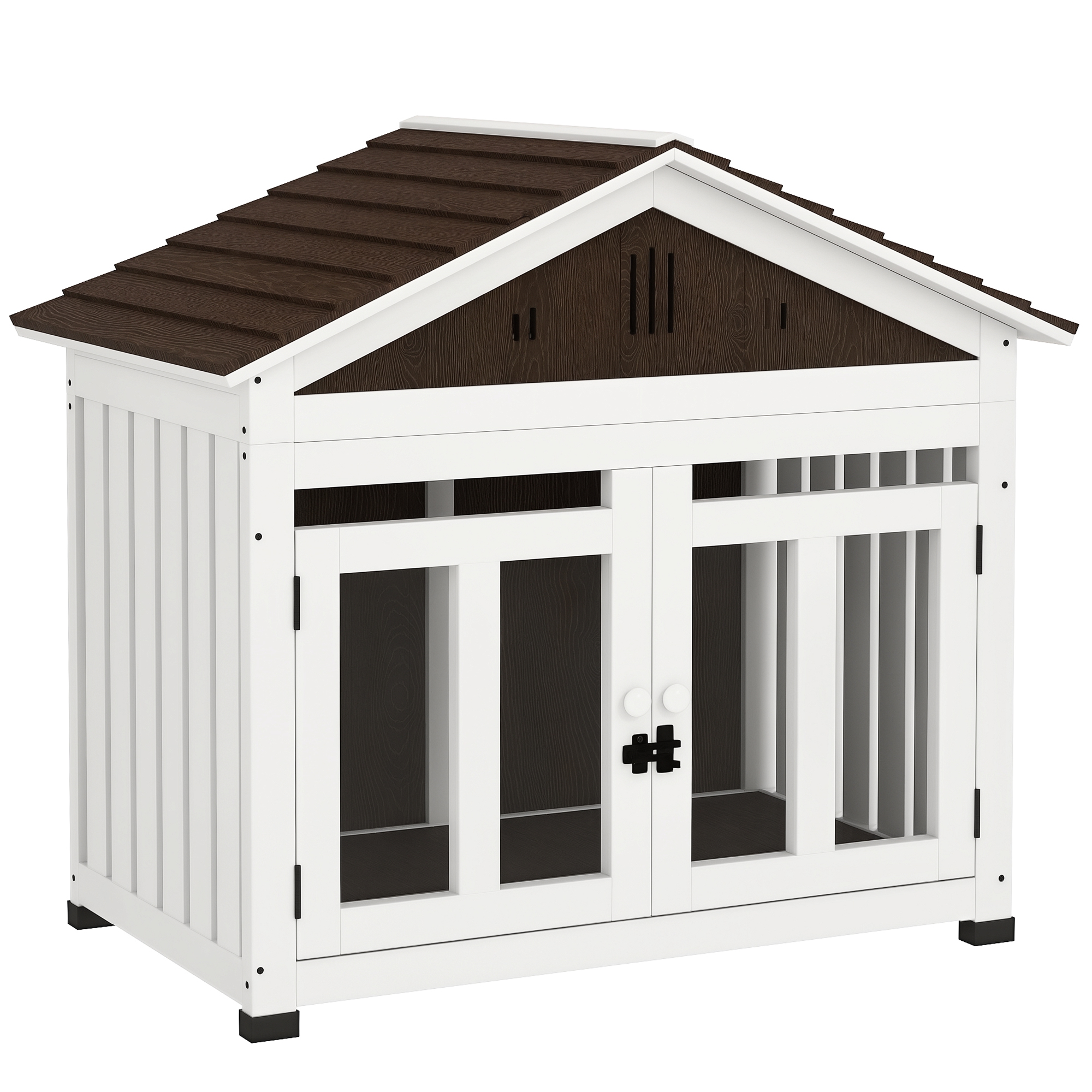 40"L Wooden Dog House Outdoor Indoor for Small, Medium, Large Dogs, with Air Vents & Elevated Removable Floor