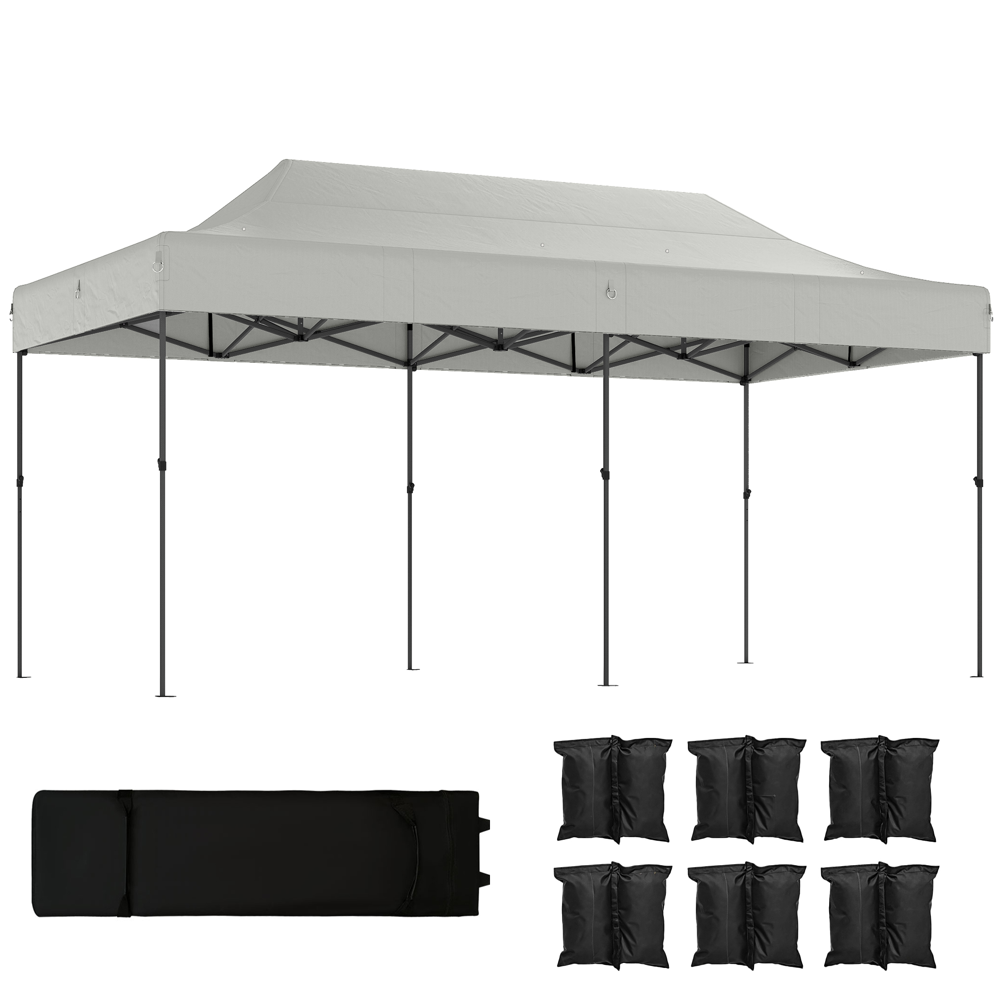 10 x 20 ft Pop Up Canopy Tent, Heavy Duty UPF50+ Outdoor Portable Instant Canopy Shelter with Wheeled Bag, White