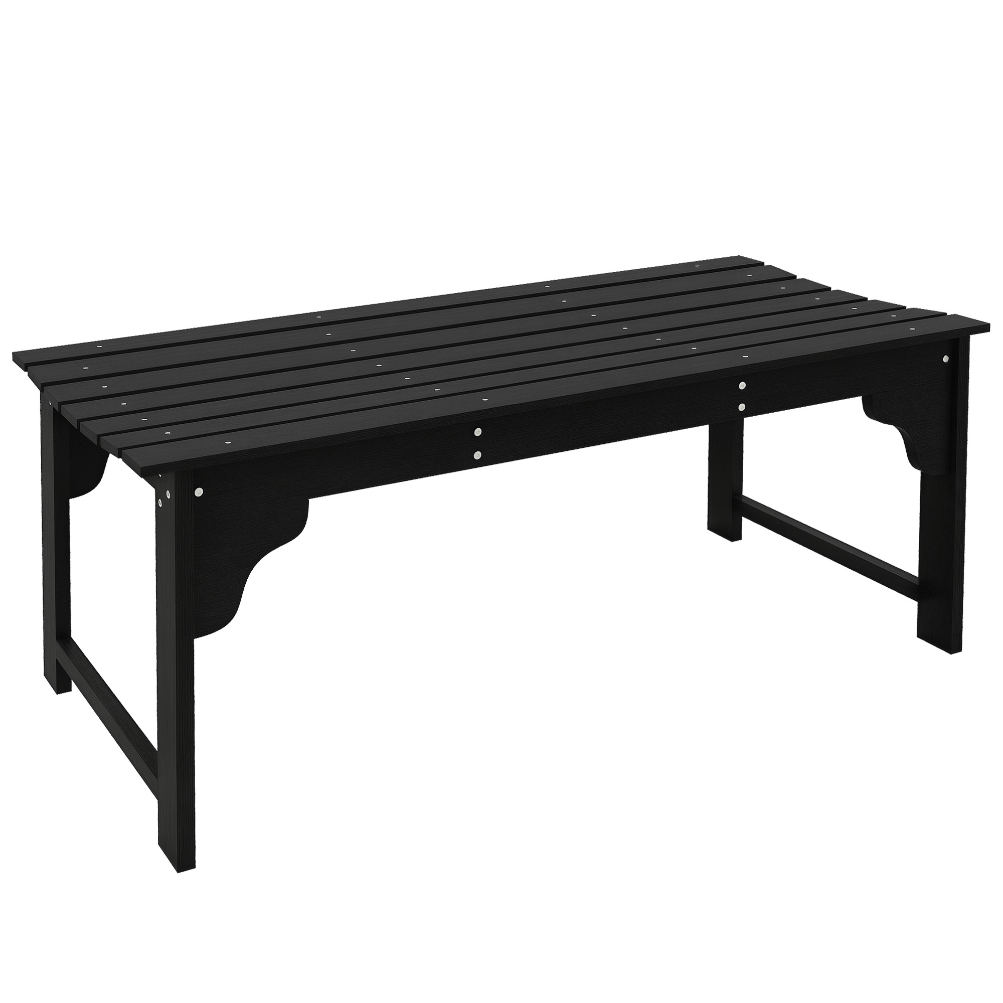 Slatted Wooden Garden Bench, Curved Seat Front Porch Bench, Black