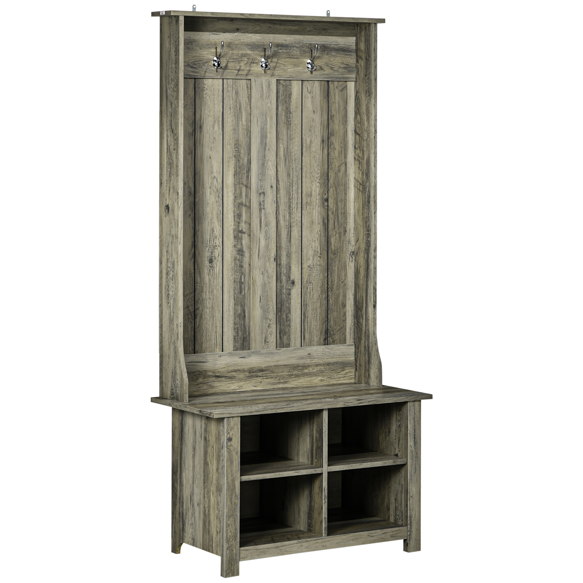  Hall Tree with Shoe Storage Bench Entryway Bench for Living Room, Grey