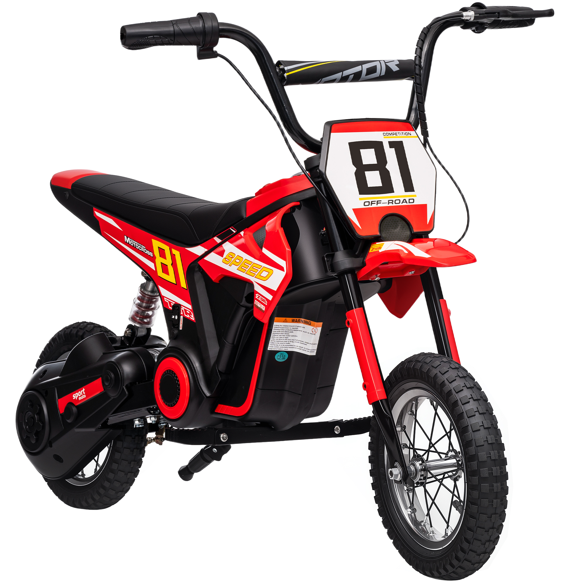 24V Kids Motorcycle, Electric Dirt Bike with 250W Motor, Up to 9.9 MPH, 12" Inflatable Tires and Rear Suspension, Red