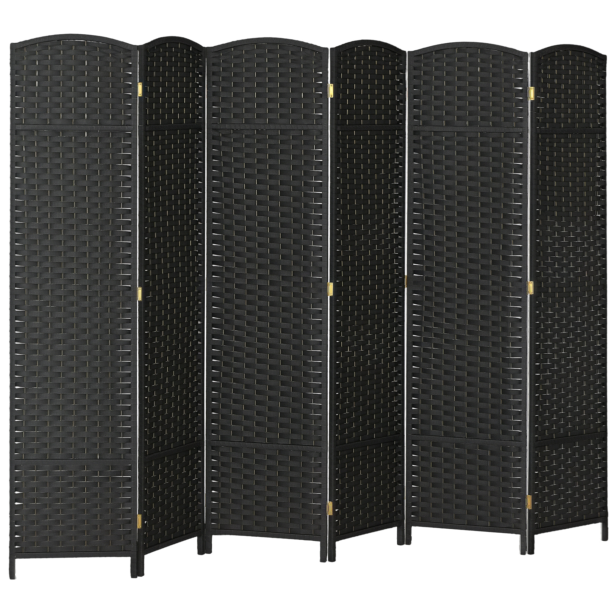 Folding Room Divider Screen 6 Panel 5.6 ' Tall Privacy Screen Freestanding Room Partition for Home Office, Black