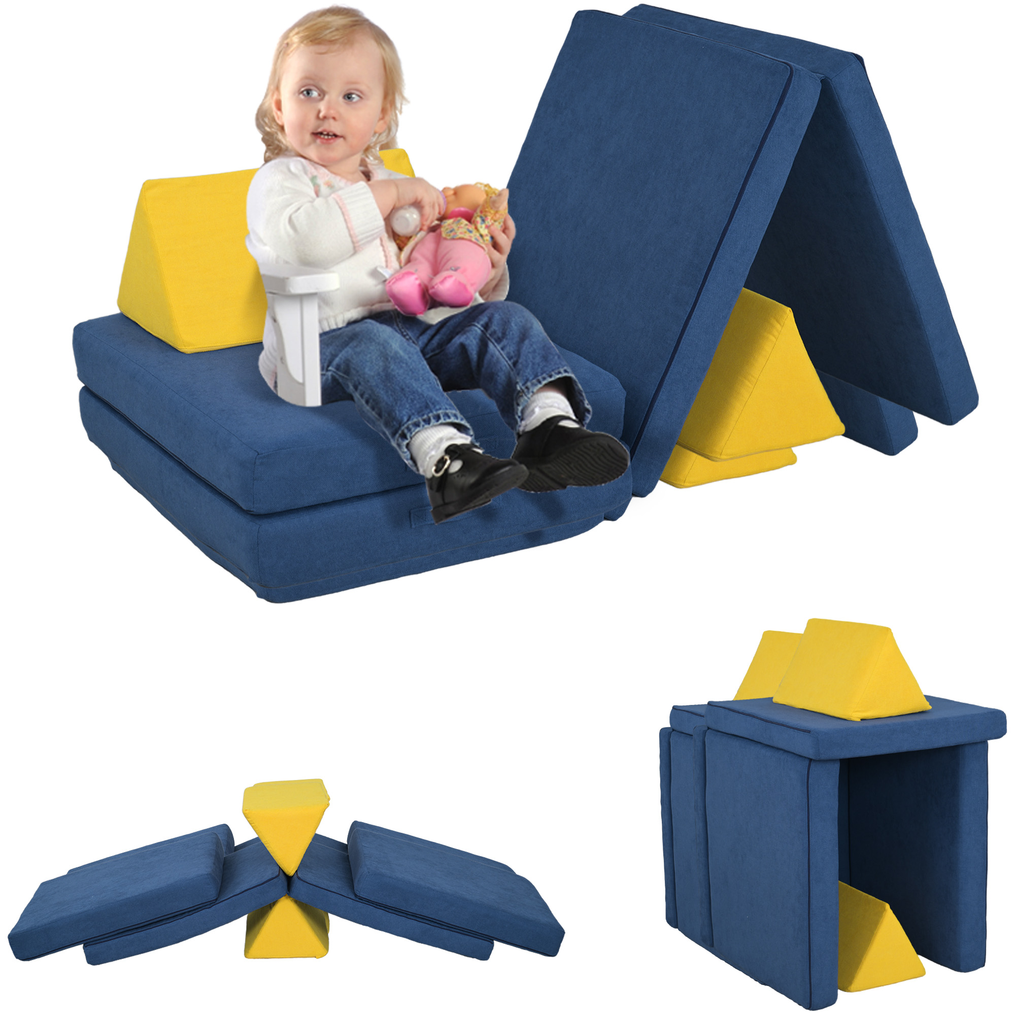 6 Pieces Foam Climbing Blocks for Toddlers with Washable Cover, Climb and Crawl, Blue