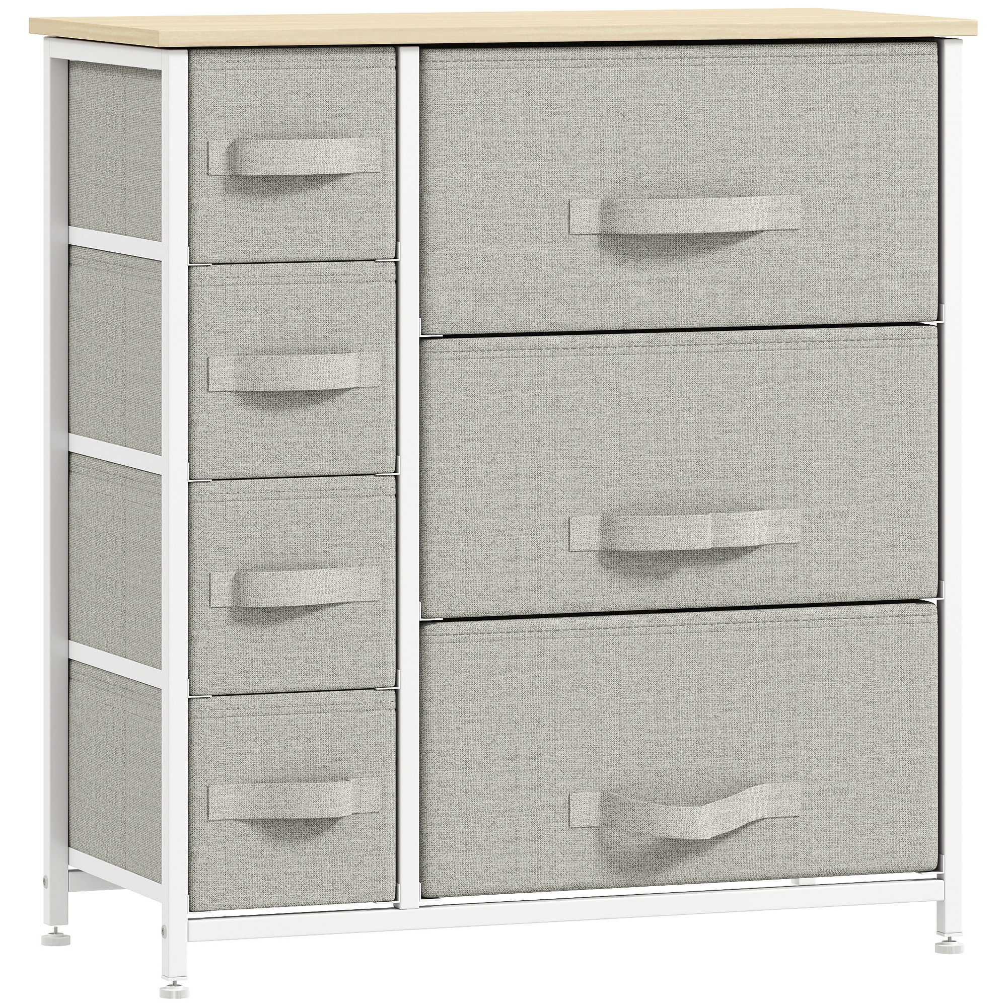 7-Drawer Dresser Storage Tower Cabinet Organizer Unit, Easy Pull Fabric Bins with Metal Frame for Bedroom, Closets, Light Gray