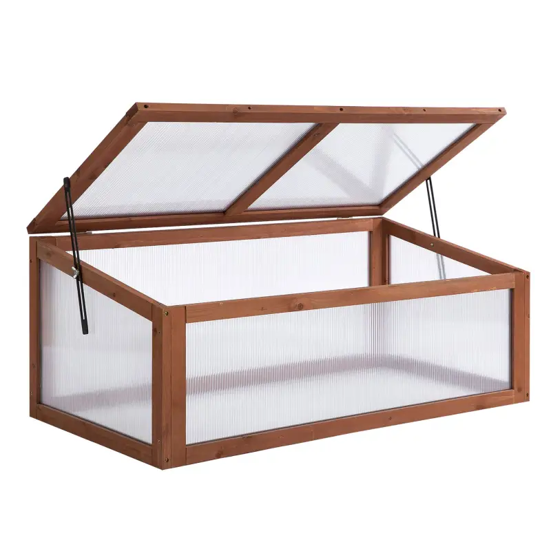 Wooden Cold Frame Greenhouse, Mini Greenhouse with Polycarbonate Board and Solid Wood Frame, Green House Cold Frame