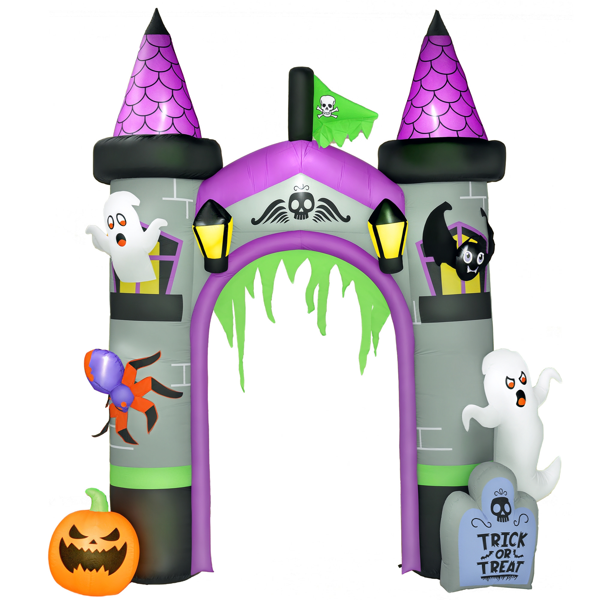 12ft Large Inflatable Halloween Archway with Ghost, Pumpkin, Spider and Bat