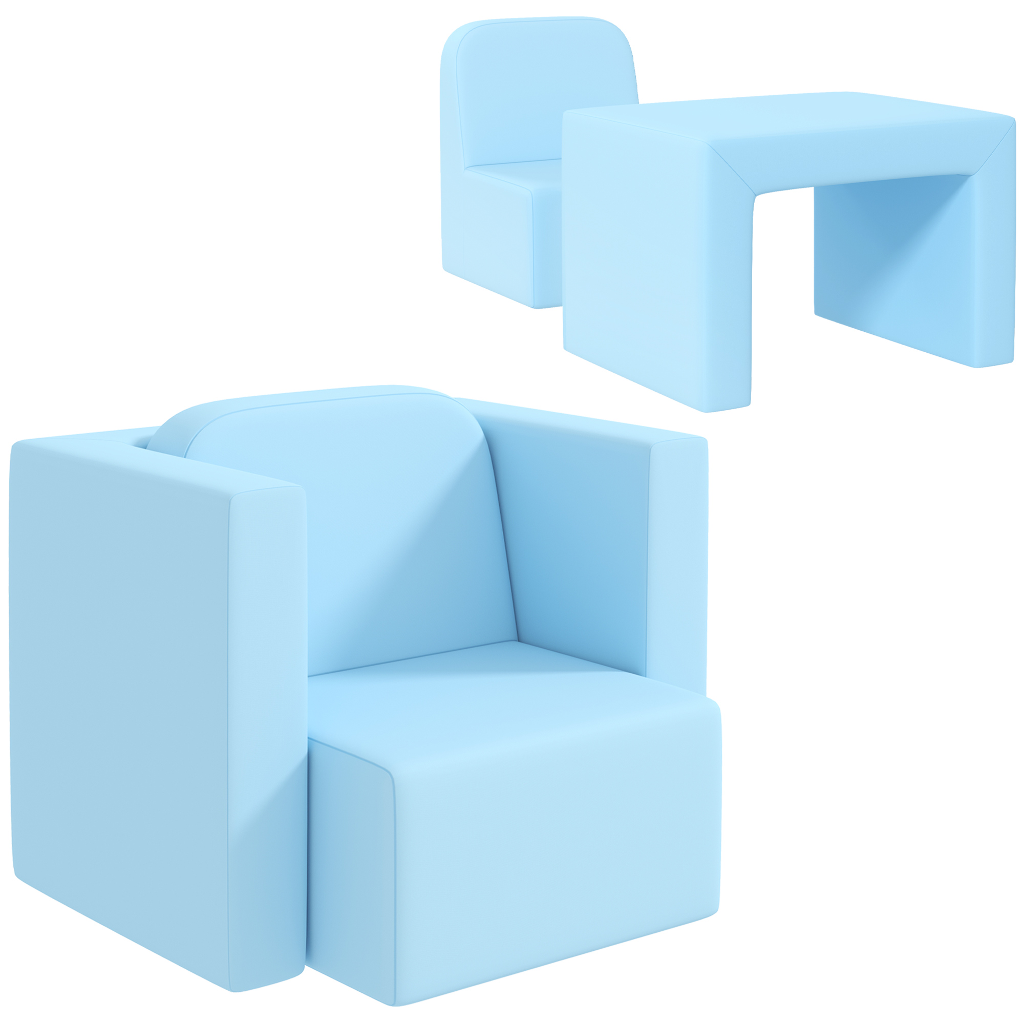 2-in-1 Convertible Table and Chair Set for Boys Girls for Boys Girls, Light Blue