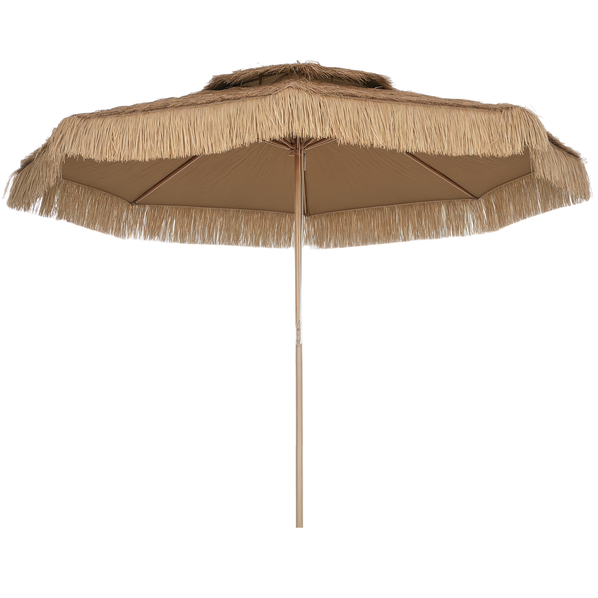 10 ft. Hula Thatched Tiki Patio Outdoor Umbrella with 8 Ribs, UPF30+, for Garden, Backyard, Deck, Pool, Natural