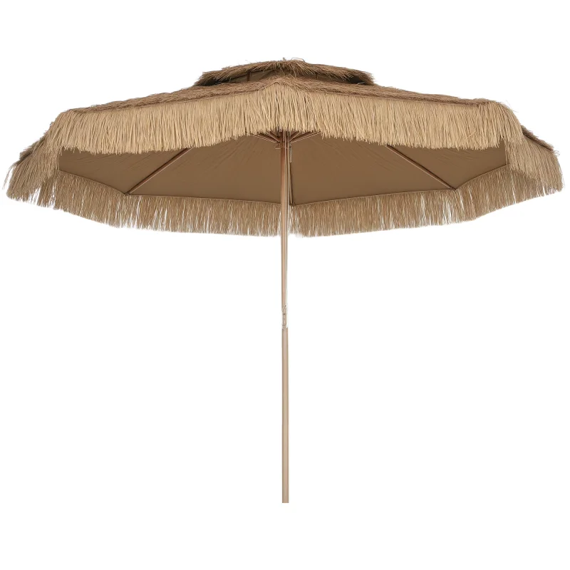 10 ft. Hula Thatched Tiki Patio Outdoor Umbrella with 8 Ribs, UPF30+, for Garden, Backyard, Deck, Pool, Natural