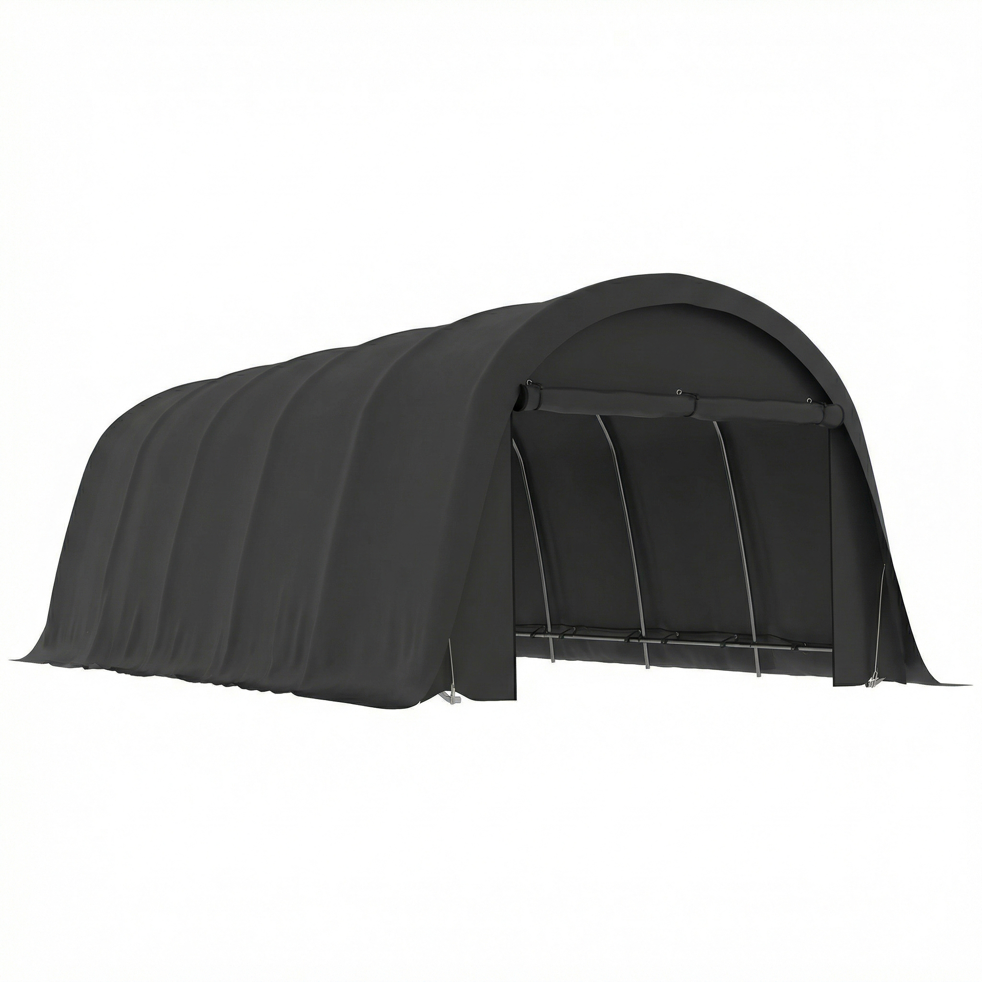 12' x 23.6' Heavy Duty Carport, UPF50+ Portable Garage Car Canopy Tent with Galvanized Frame, Large Door, Dark Gray