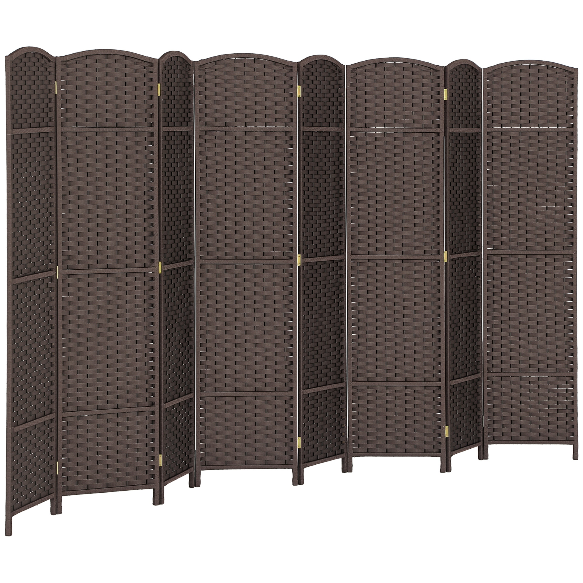 Folding Room Divider Screen 8 Panel 5.6 ' Tall Privacy Screen Freestanding Room Partition for Home Office, Brown
