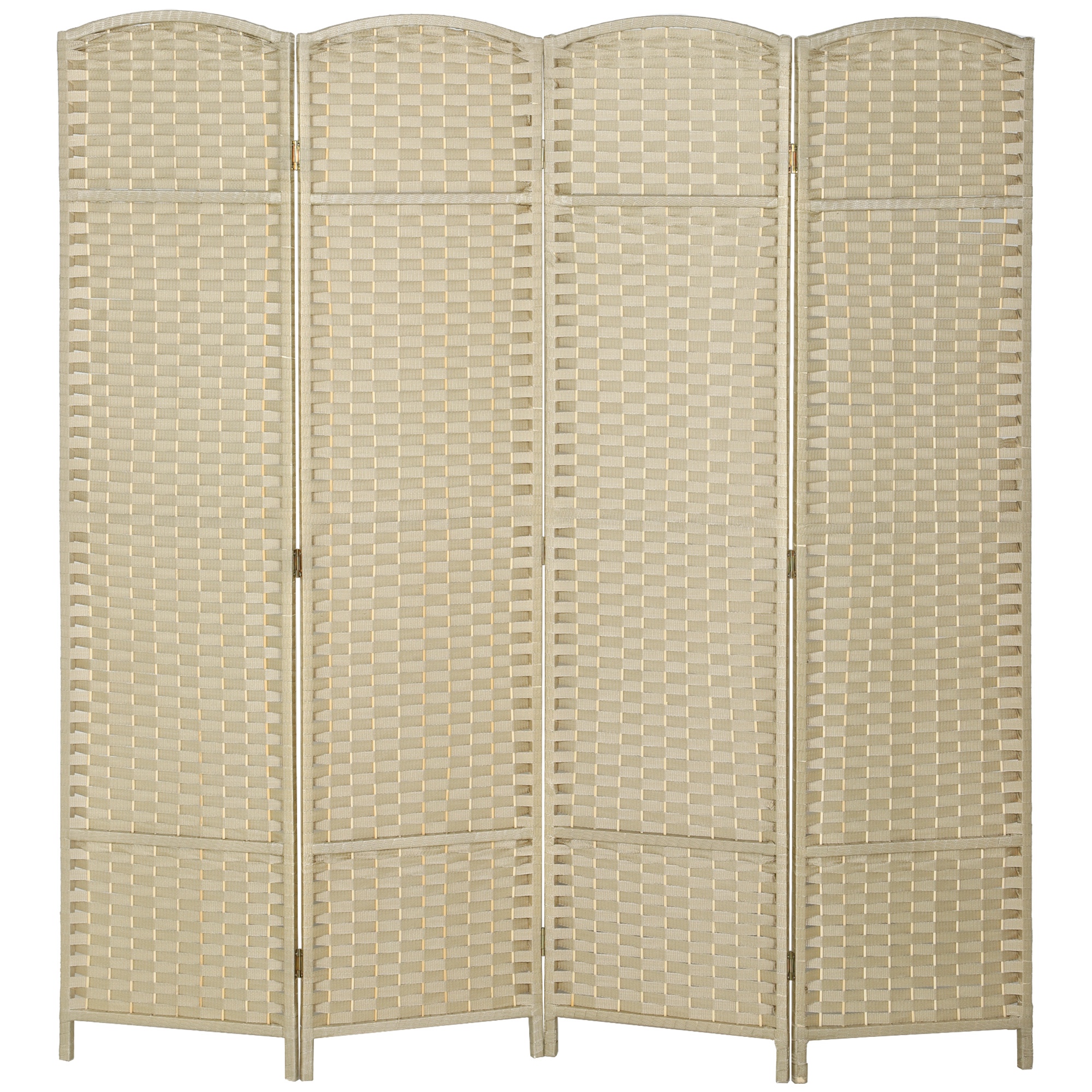 Folding Room Divider Screen 4 Panel 5.6 ' Tall Privacy Screen Freestanding Room Partition for Home Office, Beige