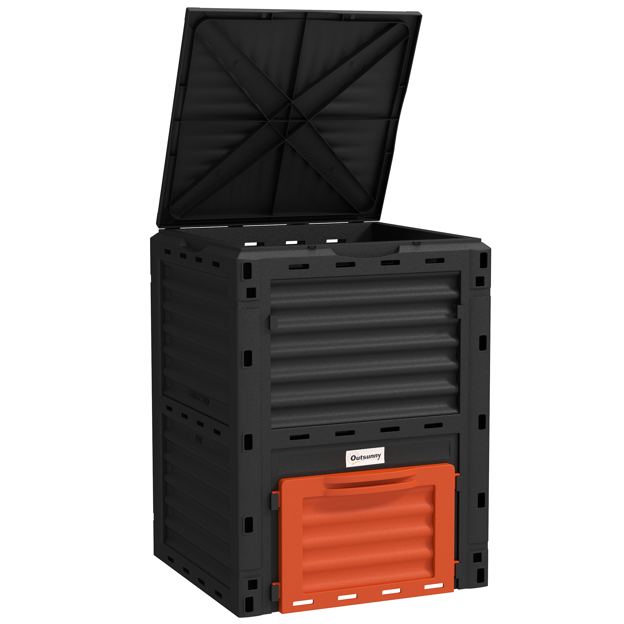 Garden Compost Bin 80 Gallon Outdoor Large Capacity Composter Fast Create Fertile Soil Aerating Box, Orange