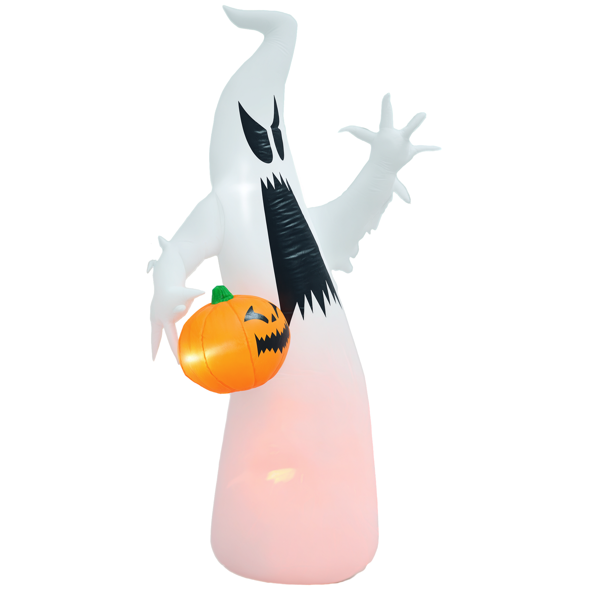 5.9' Halloween LED Yard Decor Ghost with Pumpkin, Blow Up Inflatable Outdoor Decoration, Waterproof