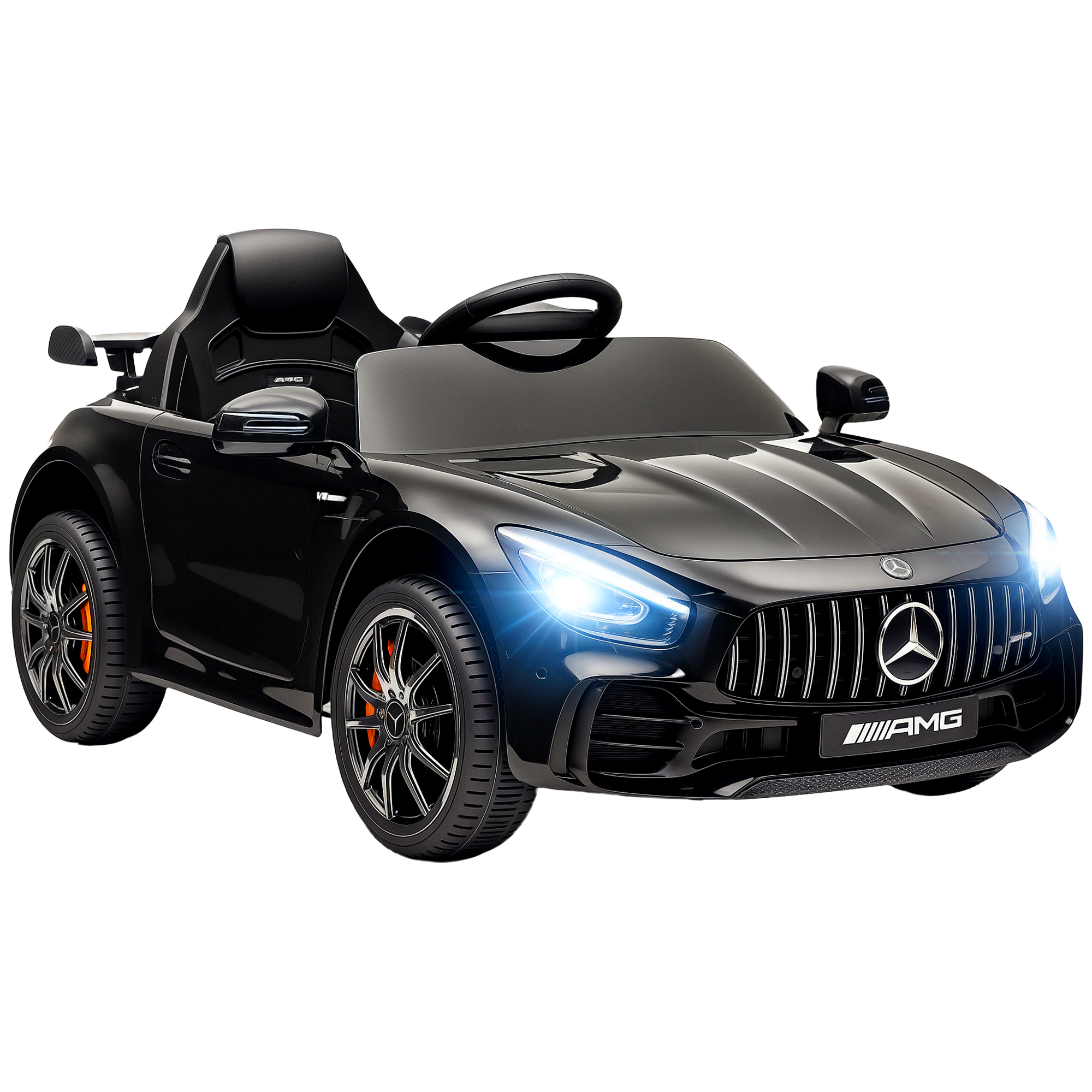 Mercedes-Benz AMG GTR Licensed 12V Battery Powered Kids Electric Car w/ Remote Control & Soft Start, Black