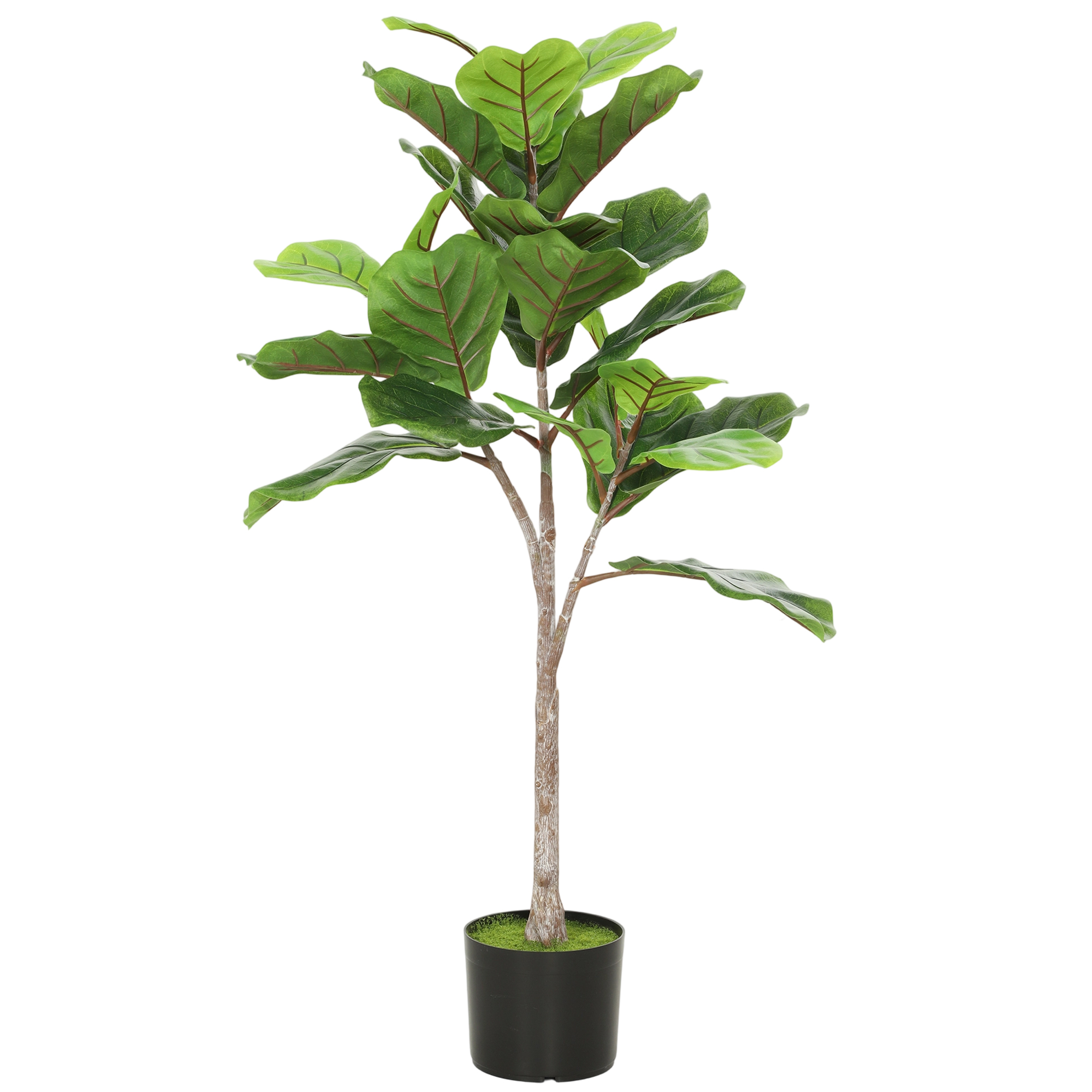 Artificial Fiddle Leaf Fig Tree, 43" Potted Plant with Flocked Soil for Home Office Decor, Green