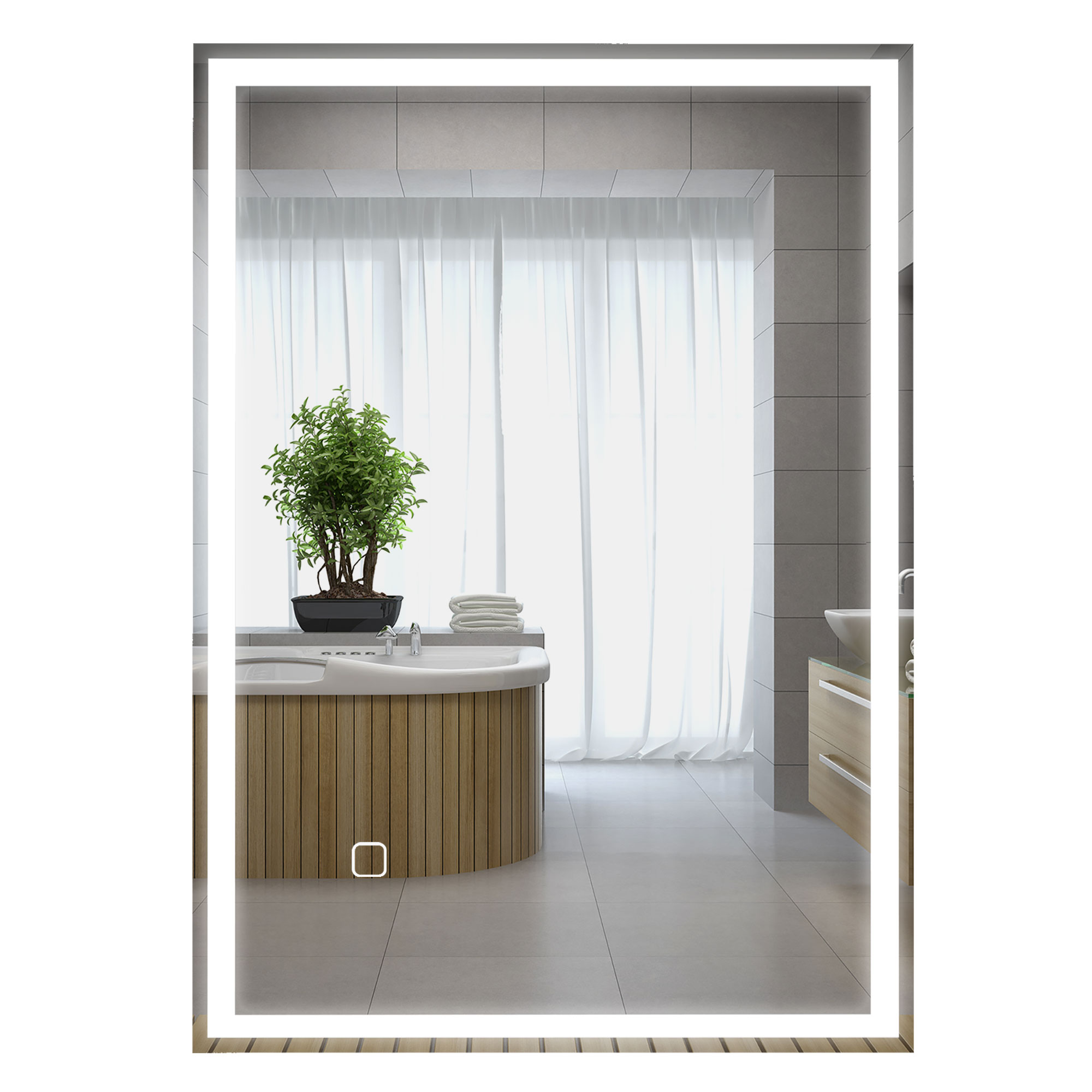 32" x 24" Bathroom Mirror with LED Lights, Dimmable Makeup Mirror, Vanity Mirror with 3 Colors, Smart Touch