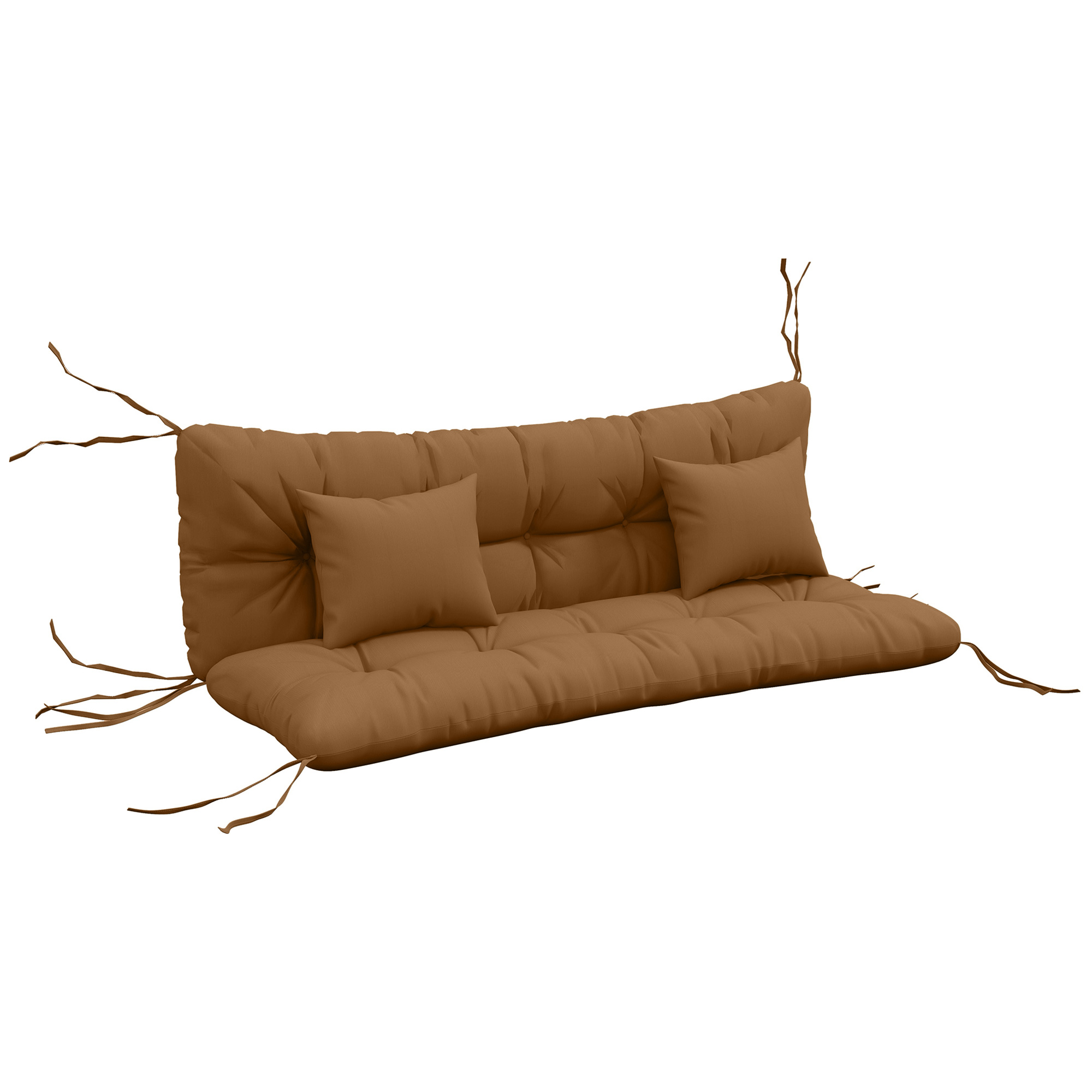 59" Tufted Bench Cushions & Throw Pillows, Replacement Bench Seat Pad, Back & 2 Pillows for Outdoor Furniture, Tan