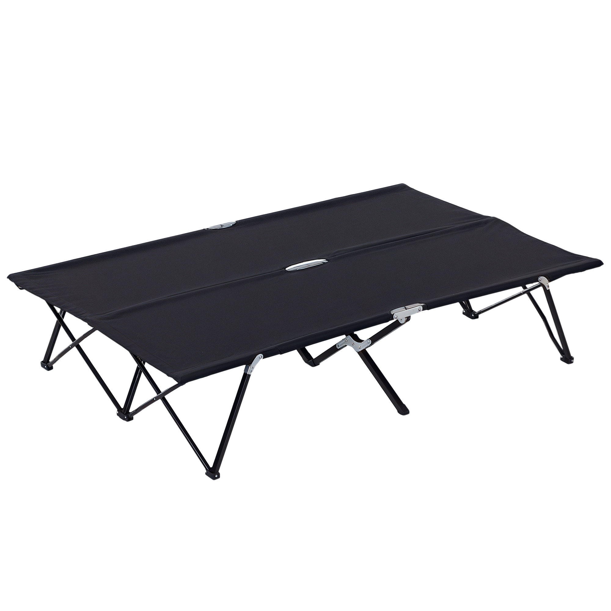  2 Person Folding Camping Cot for Adults, 50" Extra Wide Outdoor Portable Sleeping Cot with Carry Bag, Elevated Camping Bed, Beach Hiking, Black