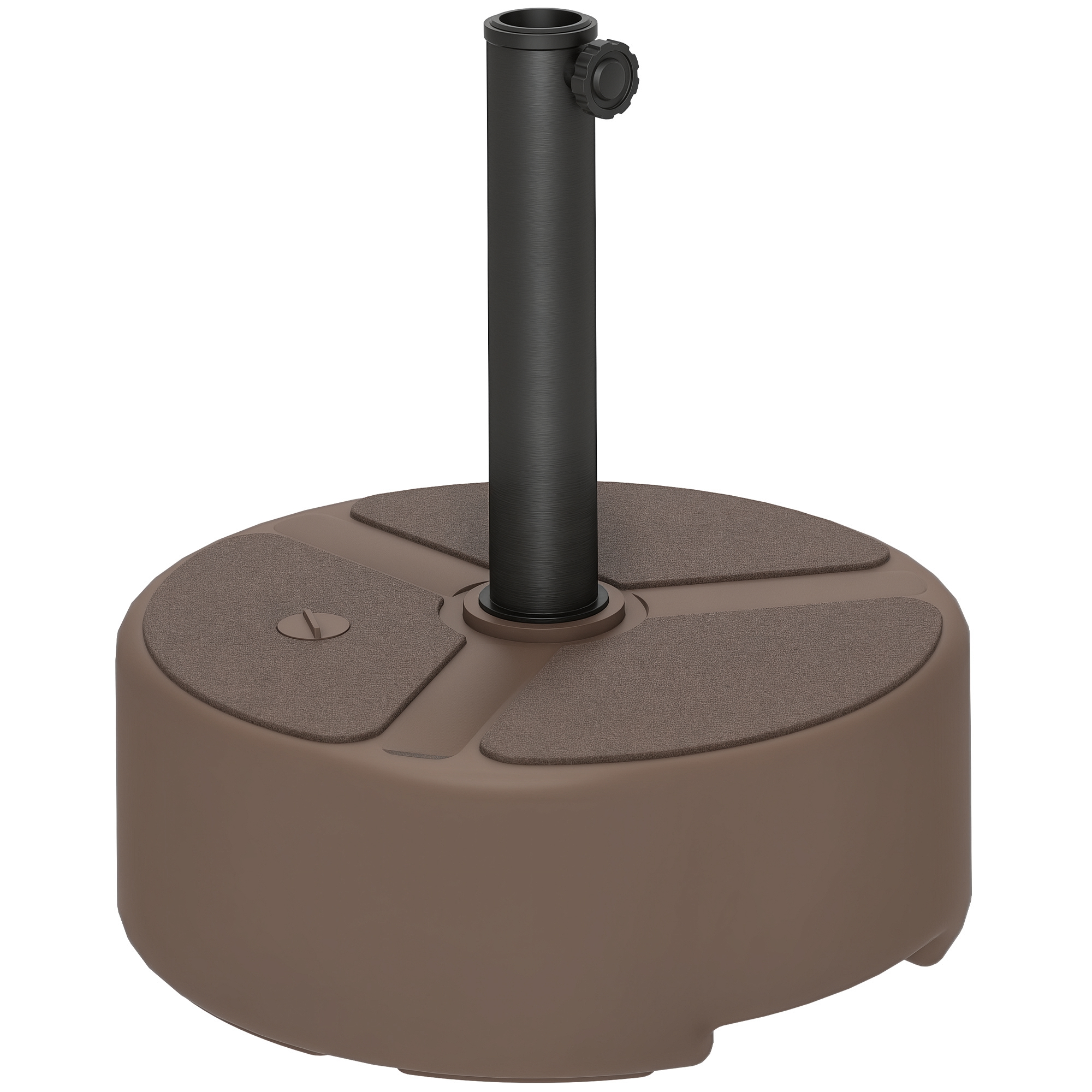  Round Patio Umbrella Base Holder, Heavy Duty Outdoor Umbrella Stand Base, Filled Up to 44lbs with Stand or 40lbs with Water for Garden, Poolside, Brown