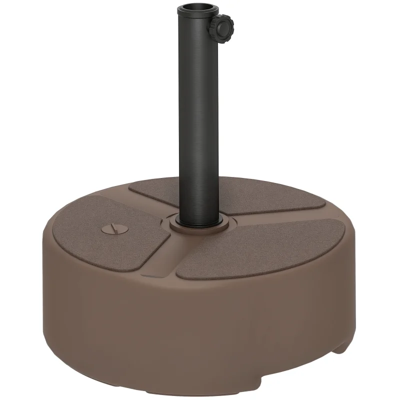  Round Patio Umbrella Base Holder, Heavy Duty Outdoor Umbrella Stand Base, Filled Up to 44lbs with Stand or 40lbs with Water for Garden, Poolside, Brown