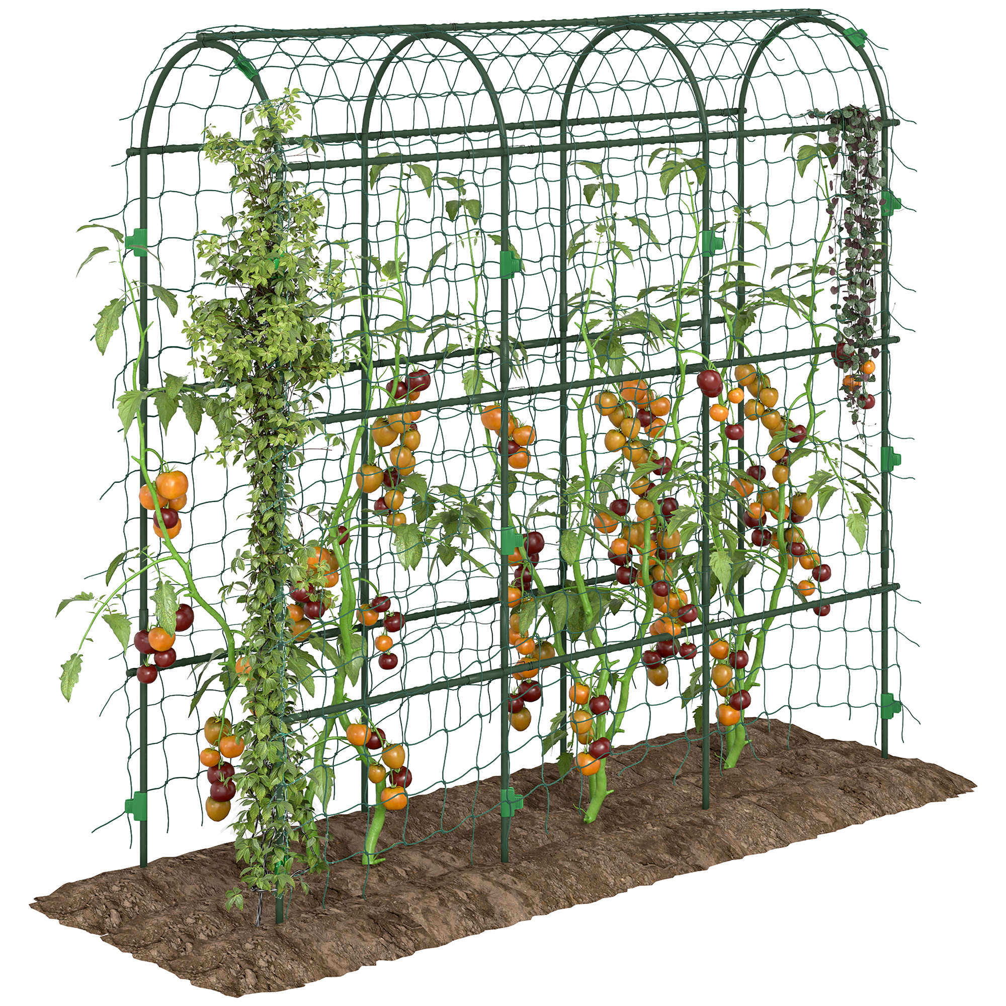 Metal Garden Trellis, Arch Trellis for Climbing Plants Outdoor, A-Frame, with Climbing Net, 17" x 72" x 72", Green