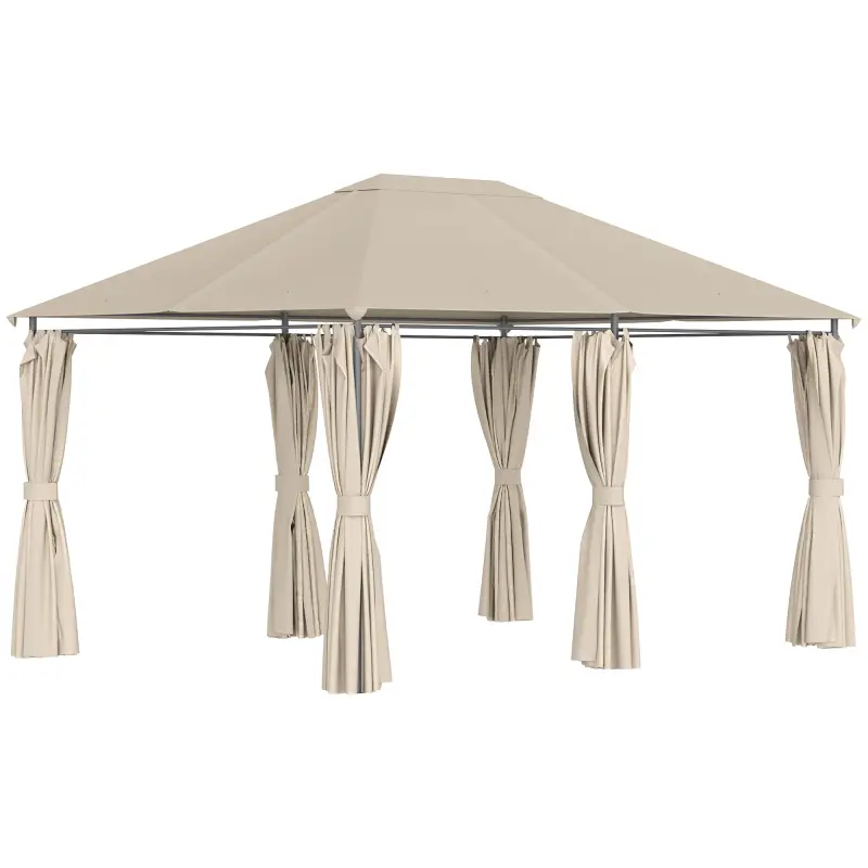  10' x 13' Outdoor Patio Gazebo Canopy Shelter with 6 Removable Sidewalls, & Steel Frame for Garden, Lawn, Backyard and Deck, Khaki