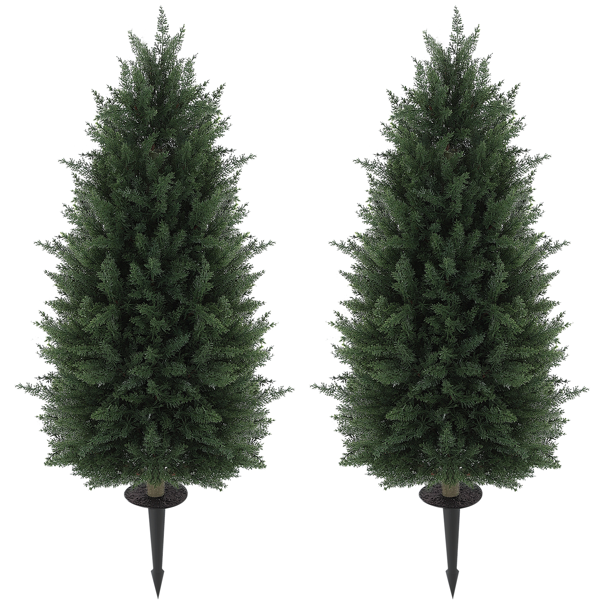 43.3 Inch Set of 2 Artificial Cypress Topiary Tree, Indoor Outdoor UV Resistant Faux Plants with Ground Stake for Garden