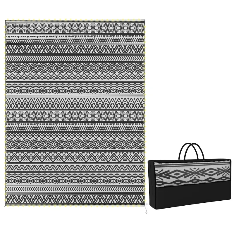 Outdoor Rug Carpet with USB Lights Reversible Patio Rug with Carry Bag for Camping 12' x 9'
