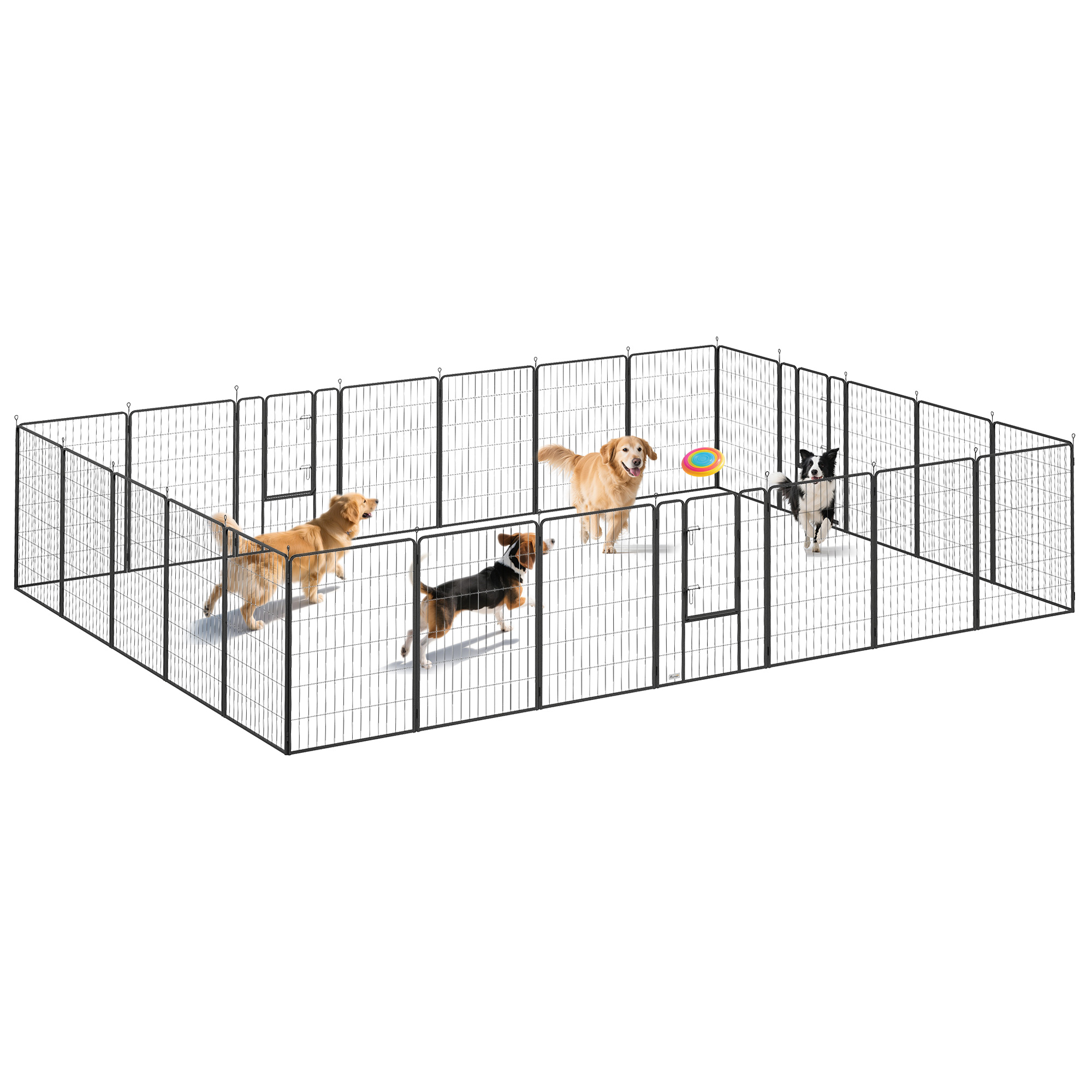 Dog Playpen for Indoor Outdoor, 24 Panels 44.5" H Puppy Playpen with Lockable Door, DIY Shape Pet Exercise Fence, Black