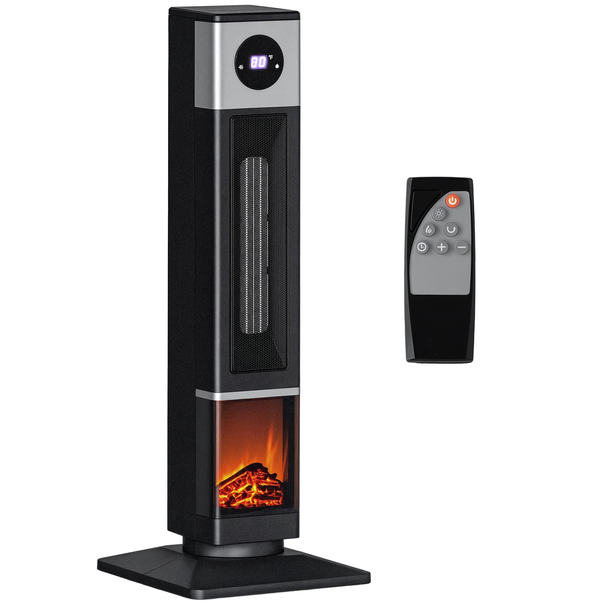 31" Freestanding Electric Heater with Oscillation, Remote Control & 12H Timer for Indoors, 1400W, Black