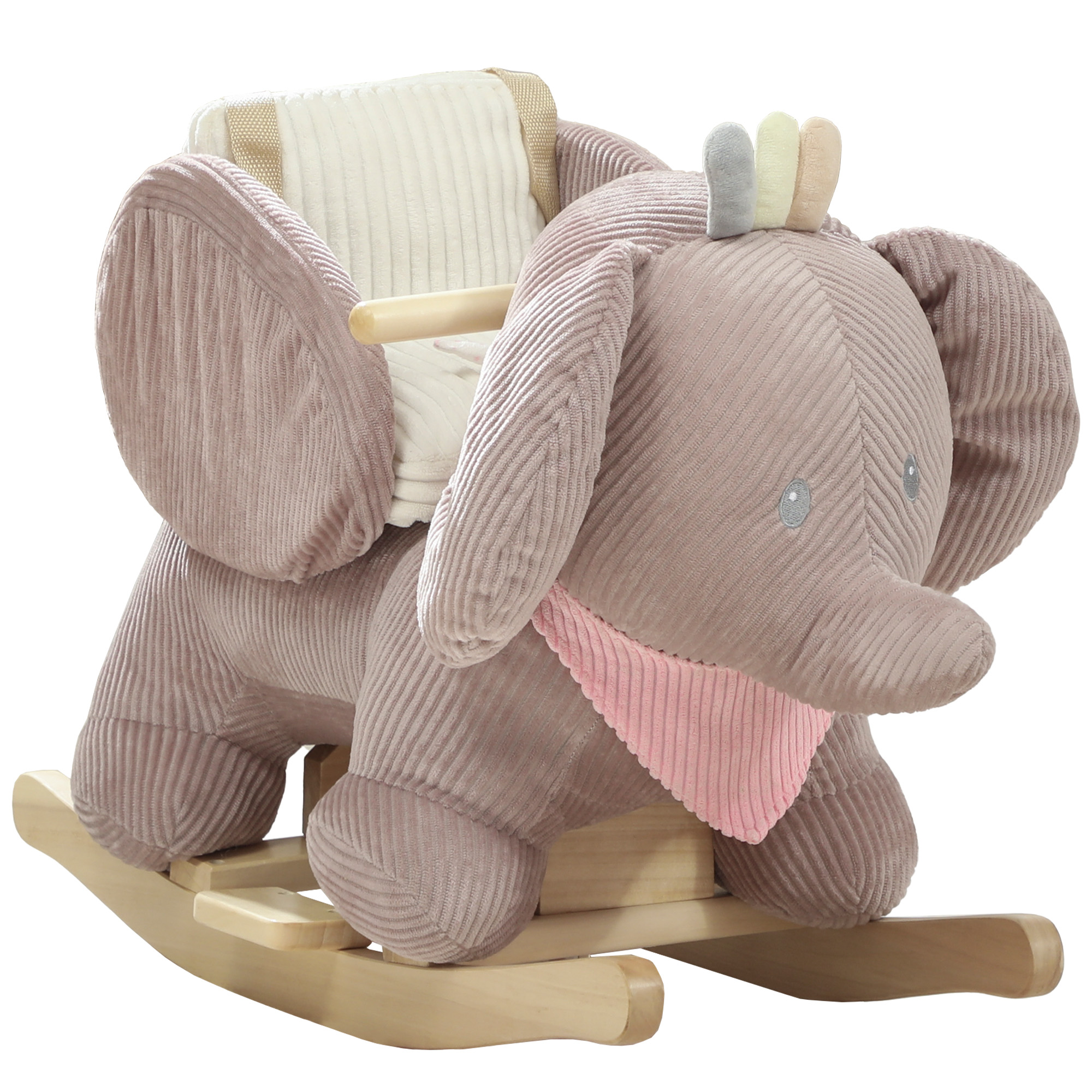 Baby Rocking Horse with Seat, Kids Ride On Toy with Realistic Elephant Sound and Safety Belt for 18 to 36 Months, Pink
