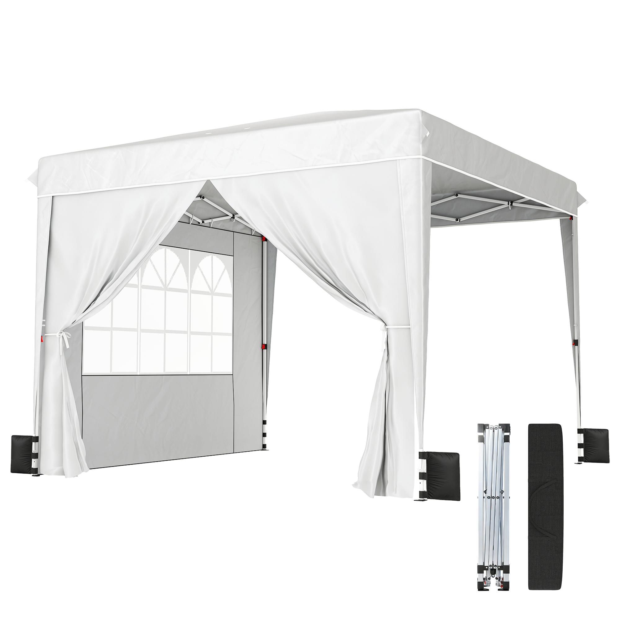 10 x 10 ft Pop Up Canopy Tent with Sidewalls, UPF50+ Outdoor Portable Instant Canopy Shelter with Carry Bag, White