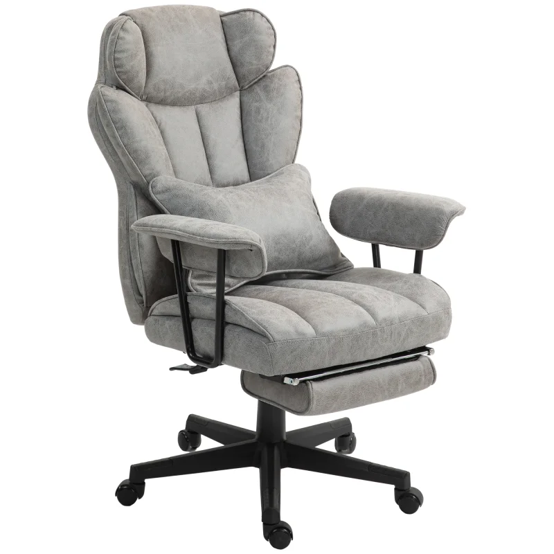 396lbs. Big and Tall Office Chair, Executive Office Chair with Footrest, Lumbar Support, and Reclining Function, Gray