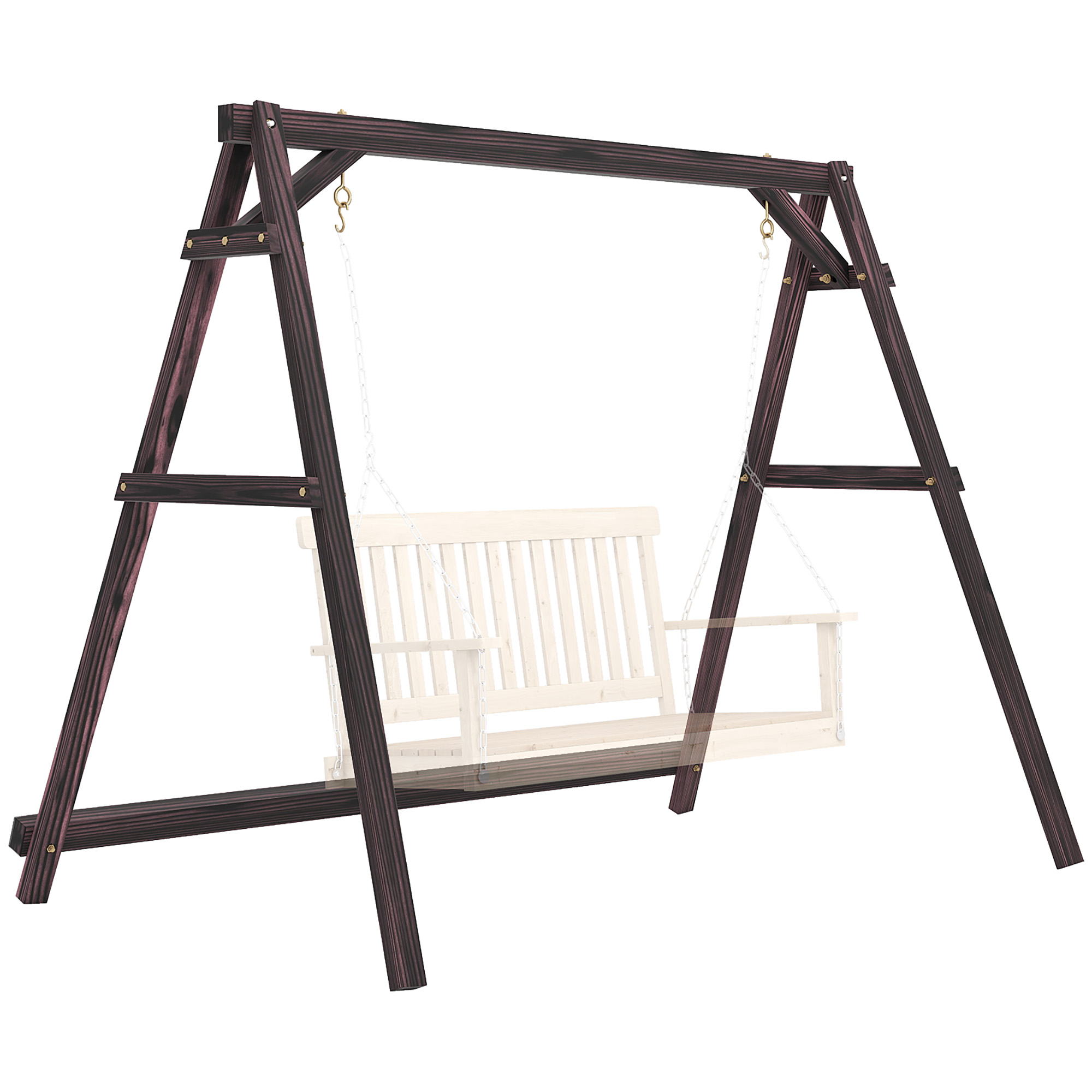 Porch Swing Frame, Heavy Duty A-Frame Hanging Chair Stand Only with Reinforced Bars for Porch, Garden, Backyard