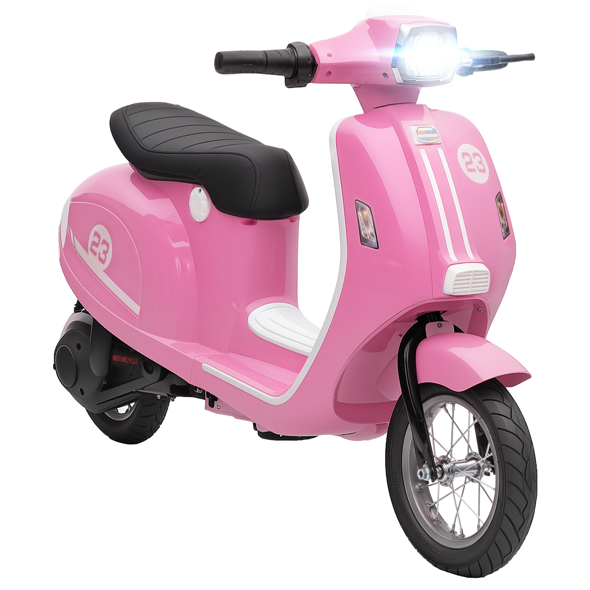 24V Kids Motorcycle with 3-Speed, Electric Motorcycle with Rear Suspension and LED Lights for 8-12 Years Old, Pink