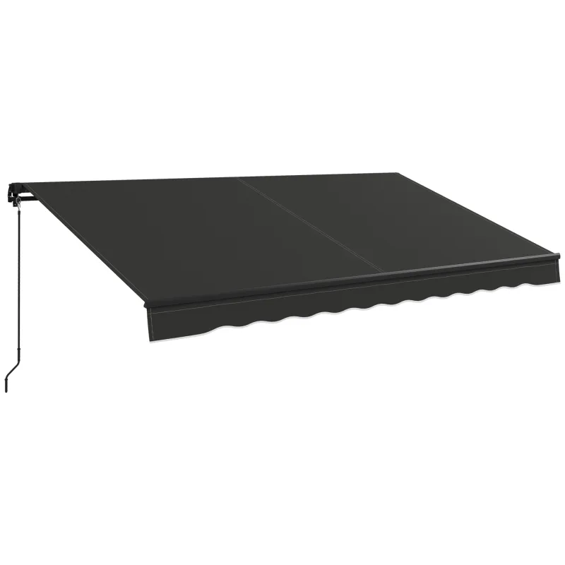 12' x 10' Retractable Awning, 280gsm UV Resistant Sunshade Shelter for Deck, Balcony, Yard, Dark Gray