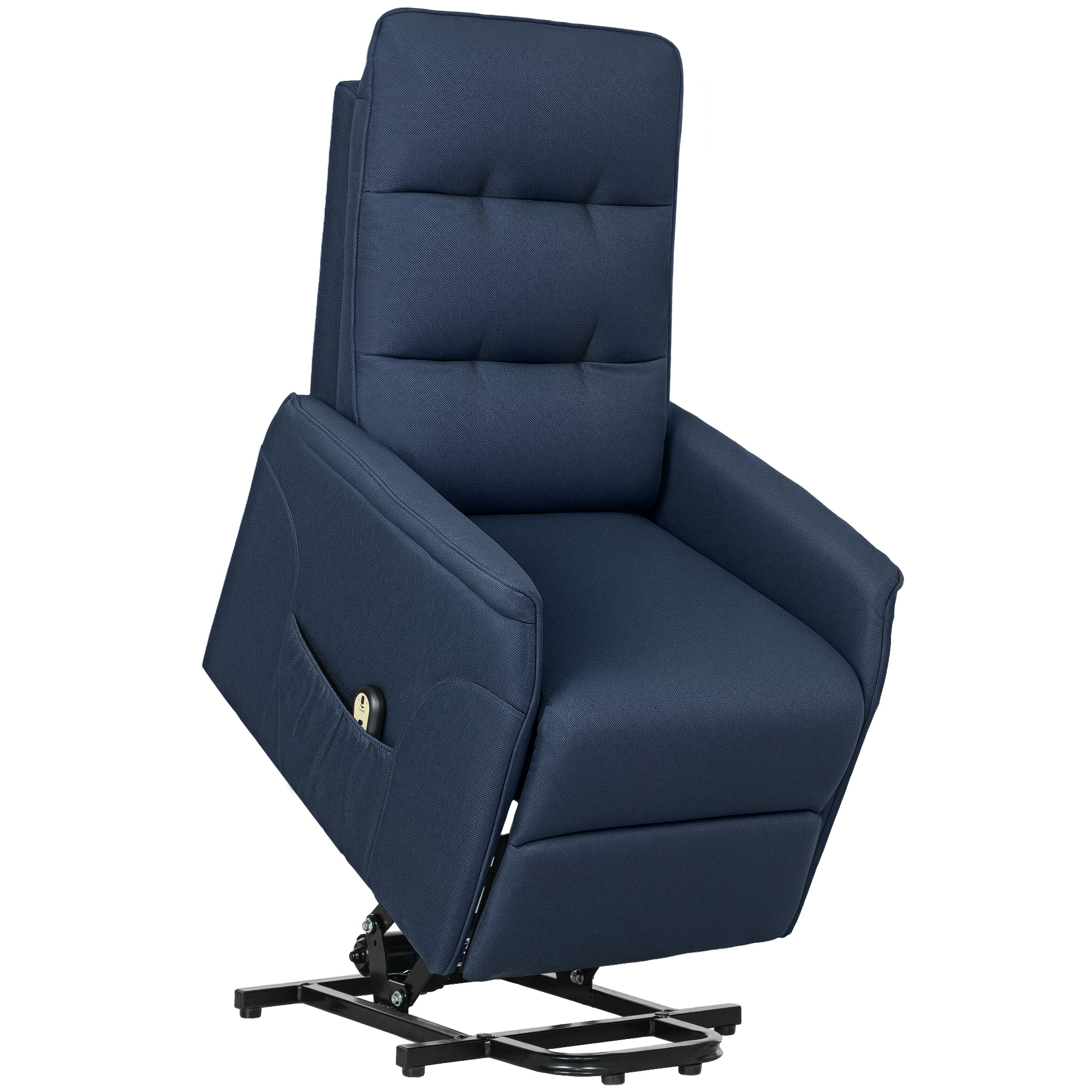 Power Lift Chair for Elderly, Fabric Recliner Sofa with Remote Control, Side Pockets, Quick Assembly, Deep Blue