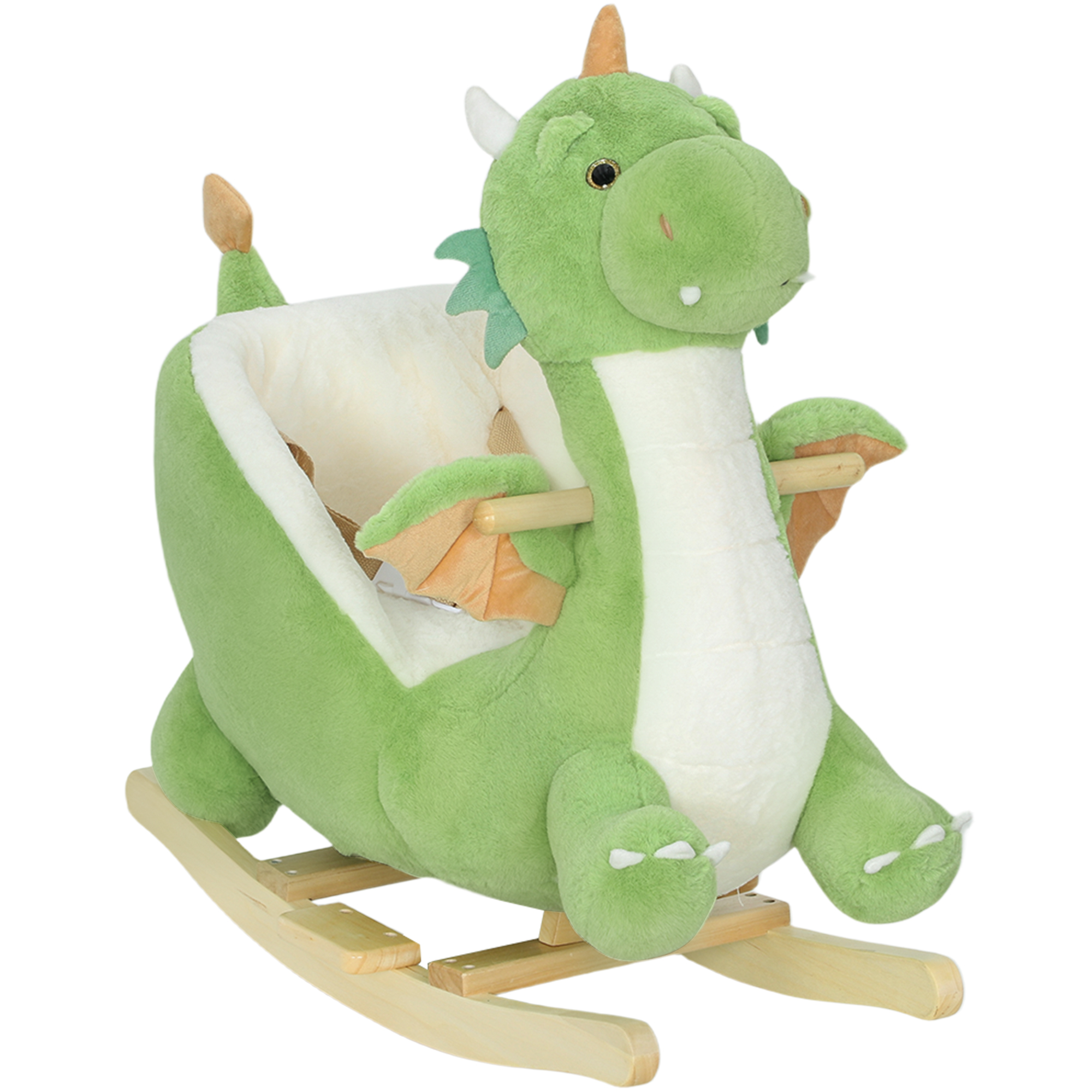 Baby Rocking Horse, Kids Ride On Dragon Toy with Realistic Dragon Roar and Safety Belt for Kids 18–36 Months, Green