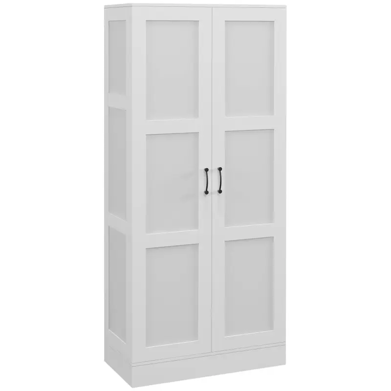  71" Tall Storage Cabinet with Movable Storage Shelves, Modern Style Pantry Cabinet with Soft Close Doors, White
