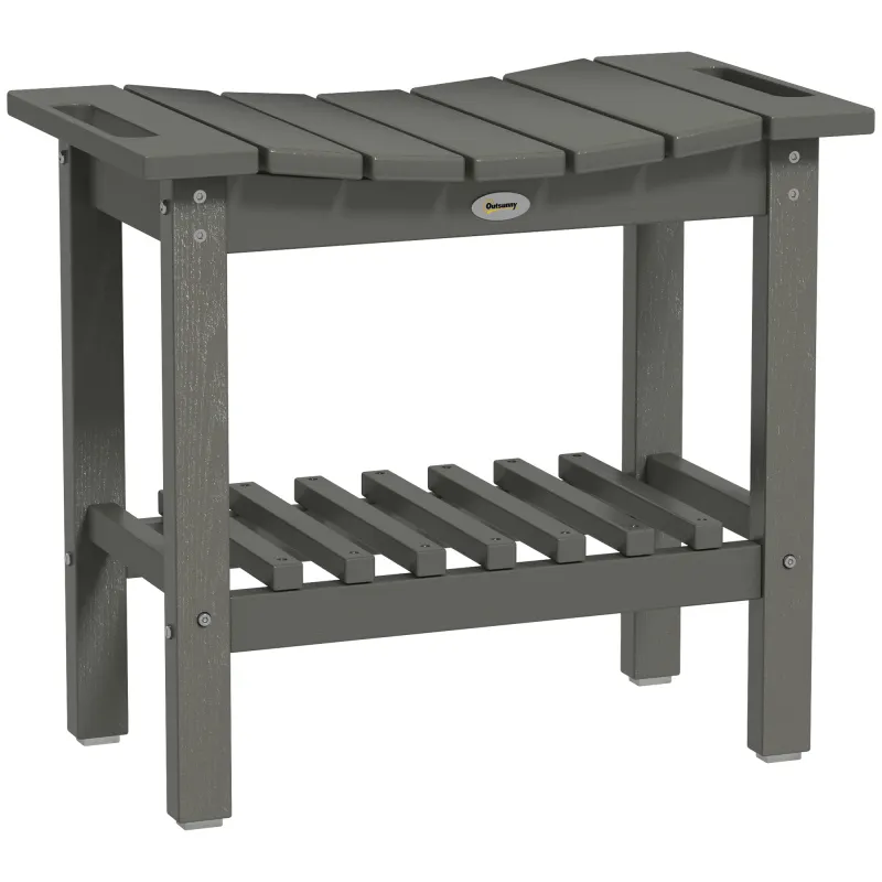 HDPE Shower Bench, Waterproof Shower Stool with Handle, Storage Shelf, Non-Slip Pads for Indoor Outdoor, Dark Gray