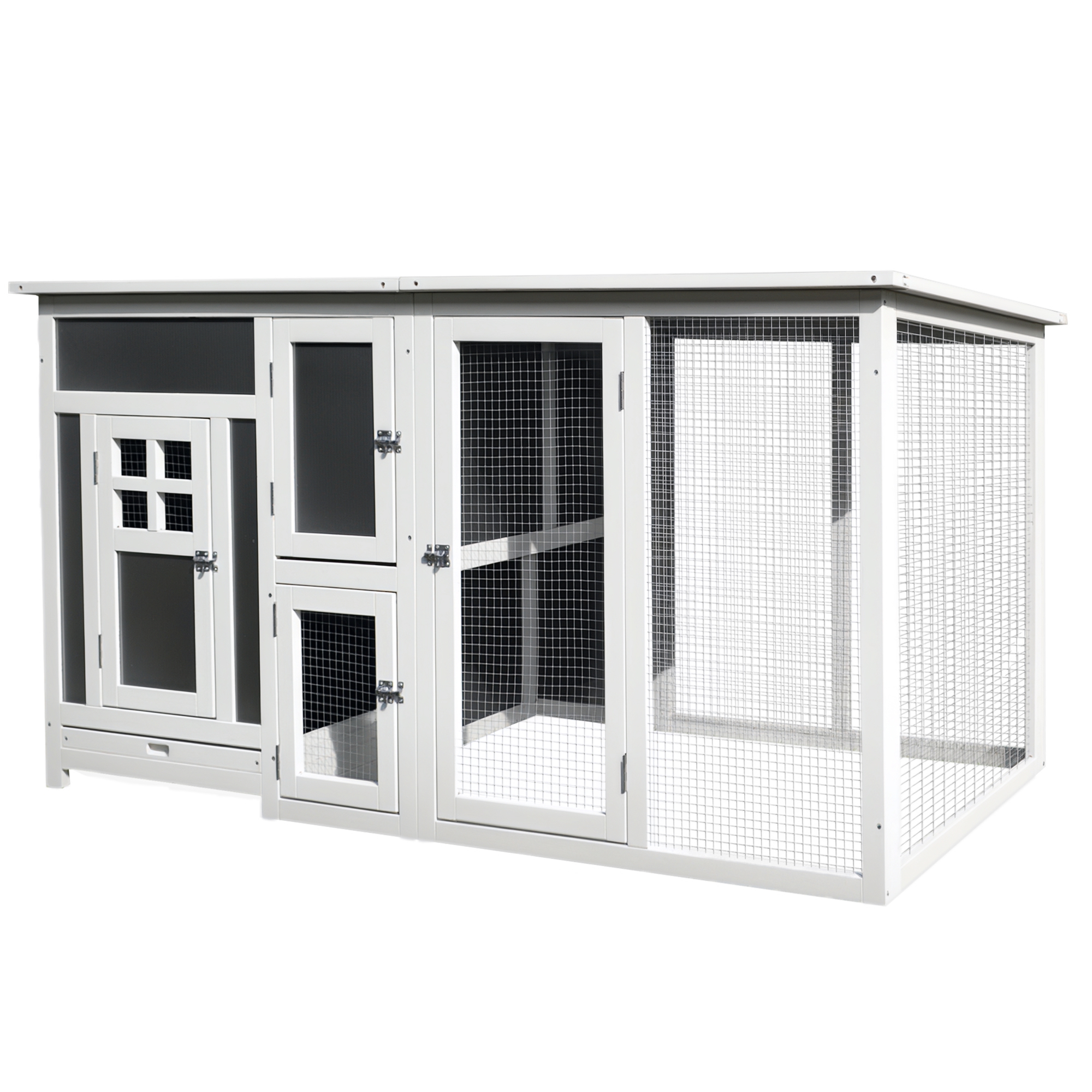 63" Chicken Coop Wooden Chicken House Rabbit Hutch Poultry Cage Hen Pen Backyard PC Roof with Run Box