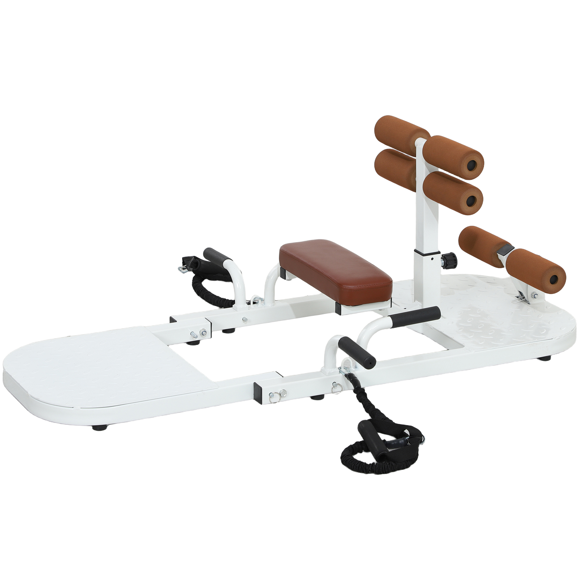 Foldable Sissy Squat Machine, Hip Thrust Machine with Push Up Stand, Multipurpose Glute Workout Equipment, White